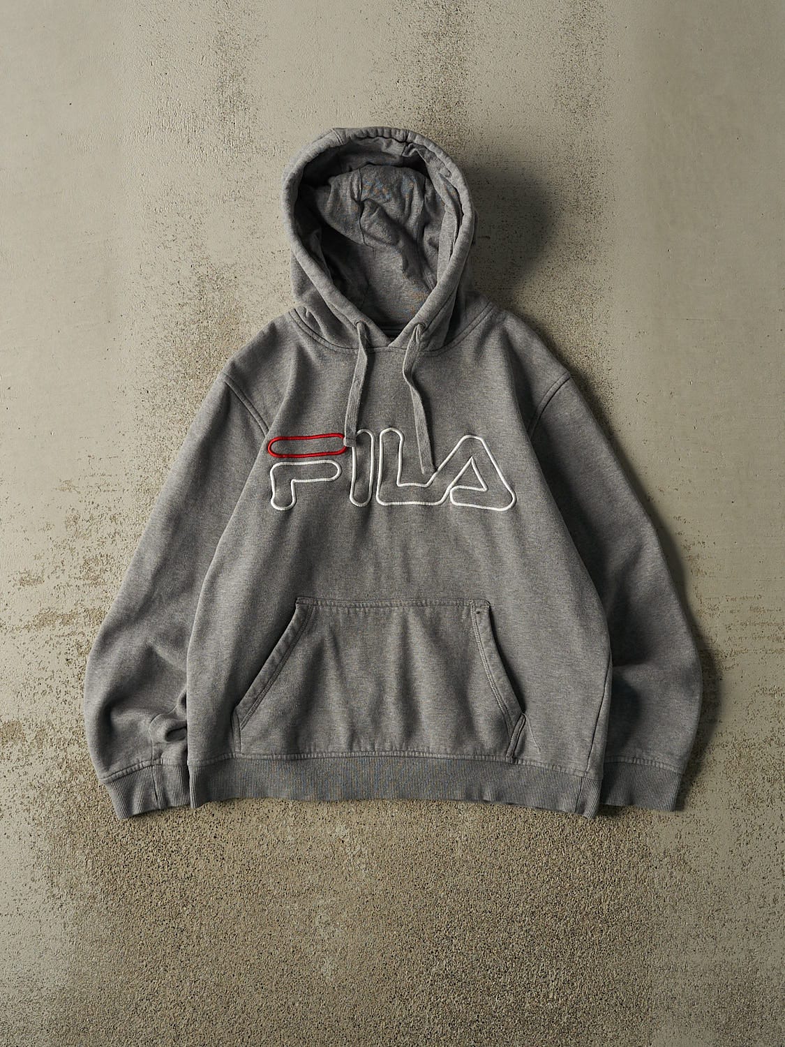 Vintage 90s Grey Fila Embroidered Hoodie (XS/S)