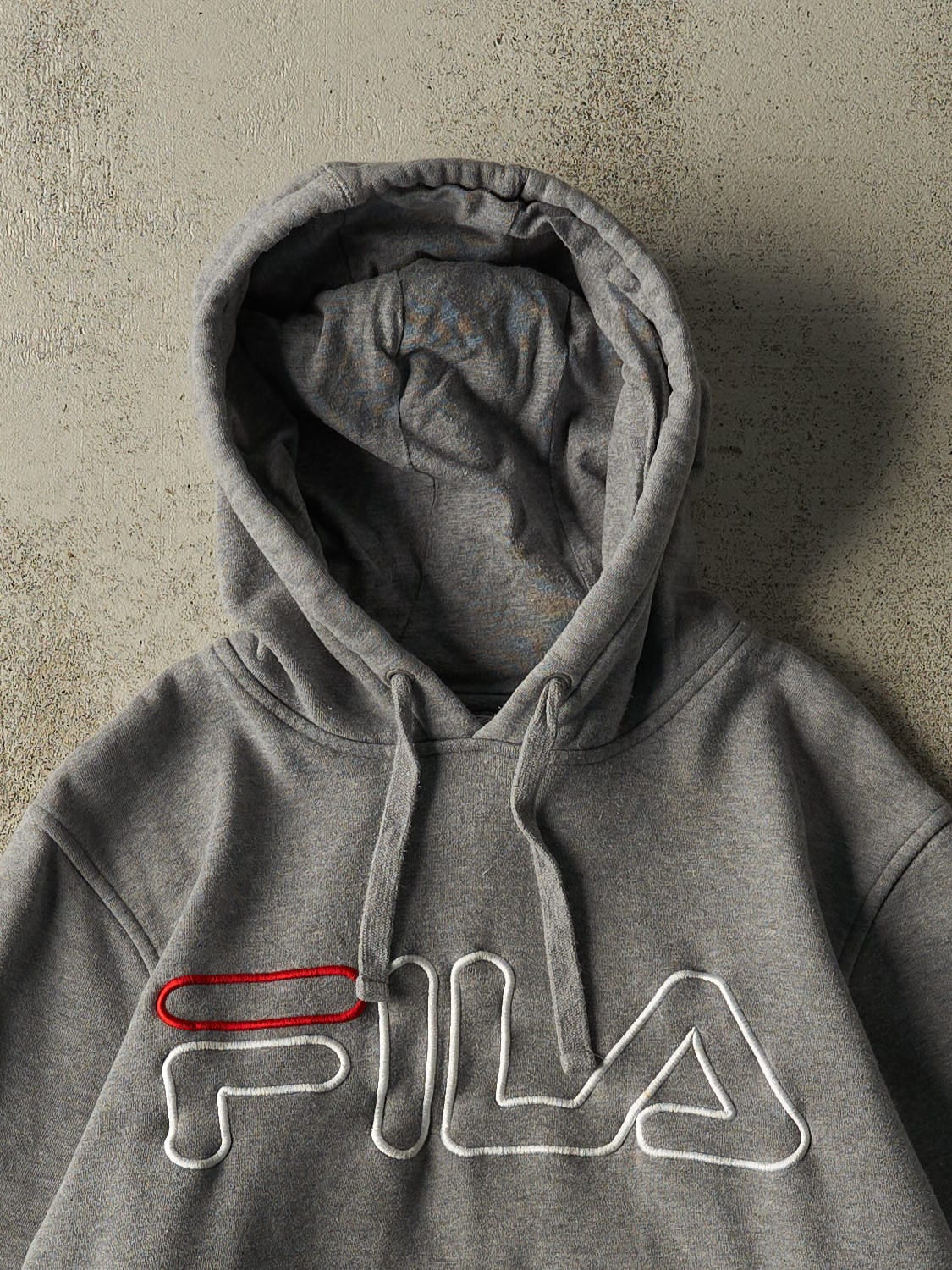 Vintage 90s Grey Fila Embroidered Hoodie (XS/S)