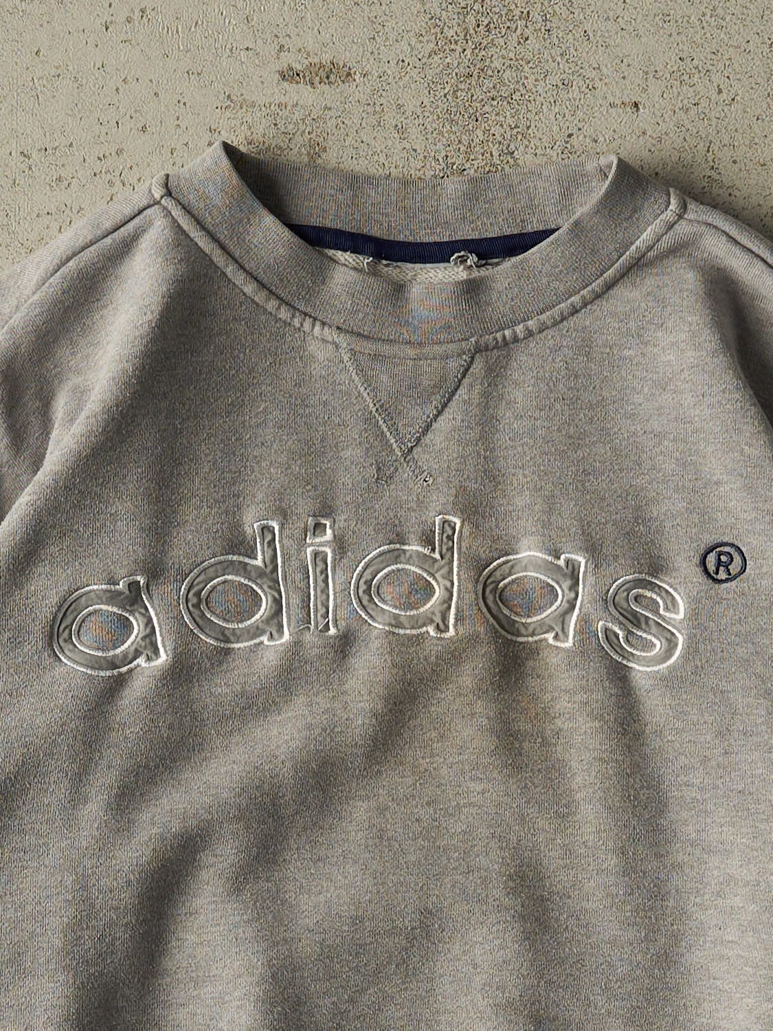 Vintage 90s Grey Adidas Embroidered Crewneck (M)
