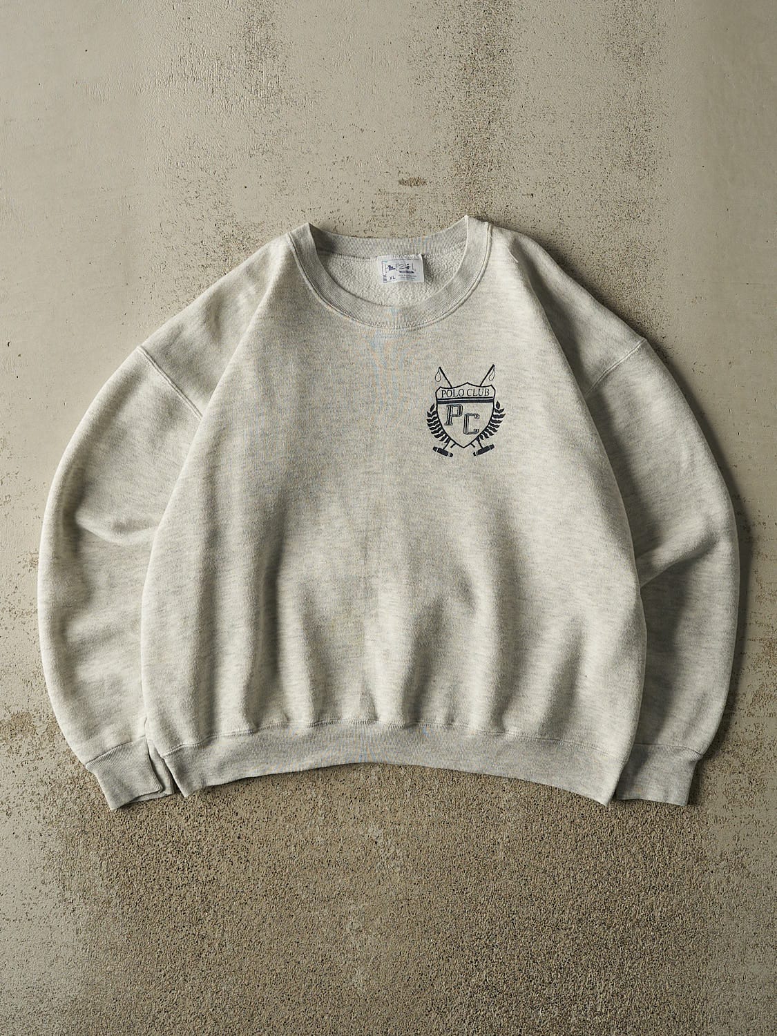 Vintage 80s Heather Grey Polo Club Logo Crewneck (M/L)