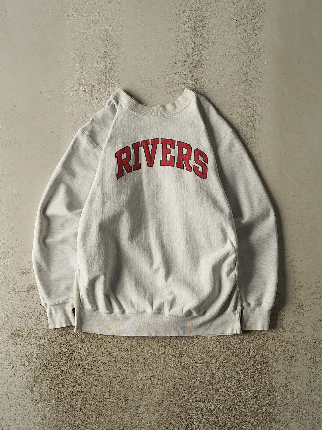 Vintage 90s Heather Grey Rivers Reverse Weave Crewneck (L/XL)