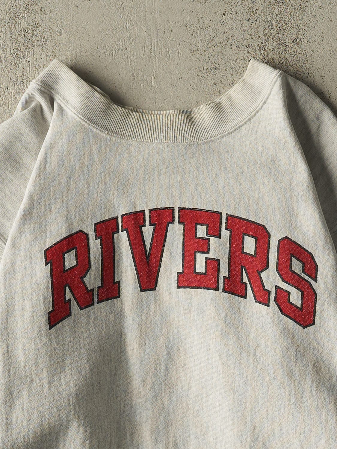 Vintage 90s Heather Grey Rivers Reverse Weave Crewneck (L/XL)