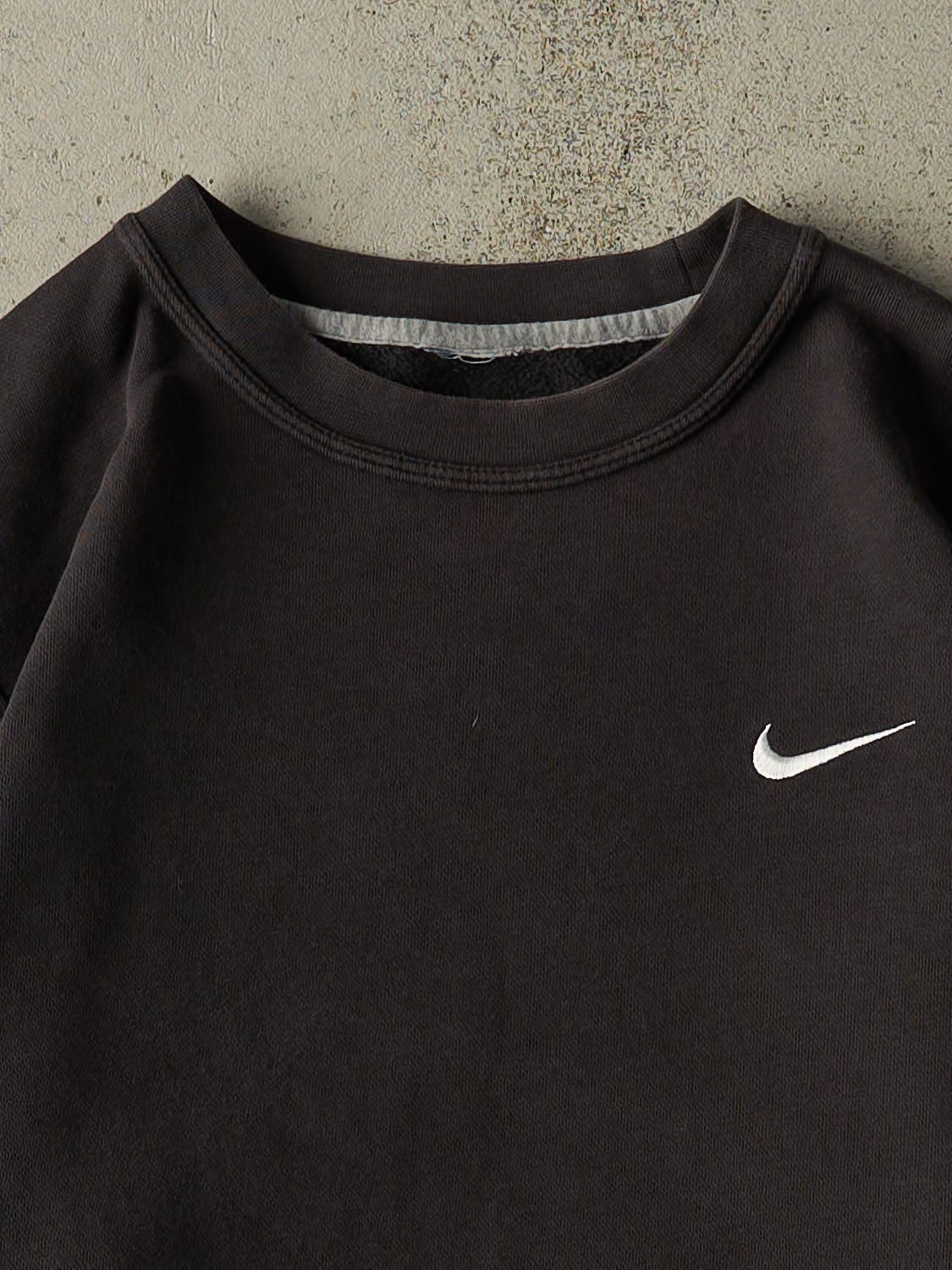 Vintage Y2K Faded Black Nike Embroidered Crewneck (L)