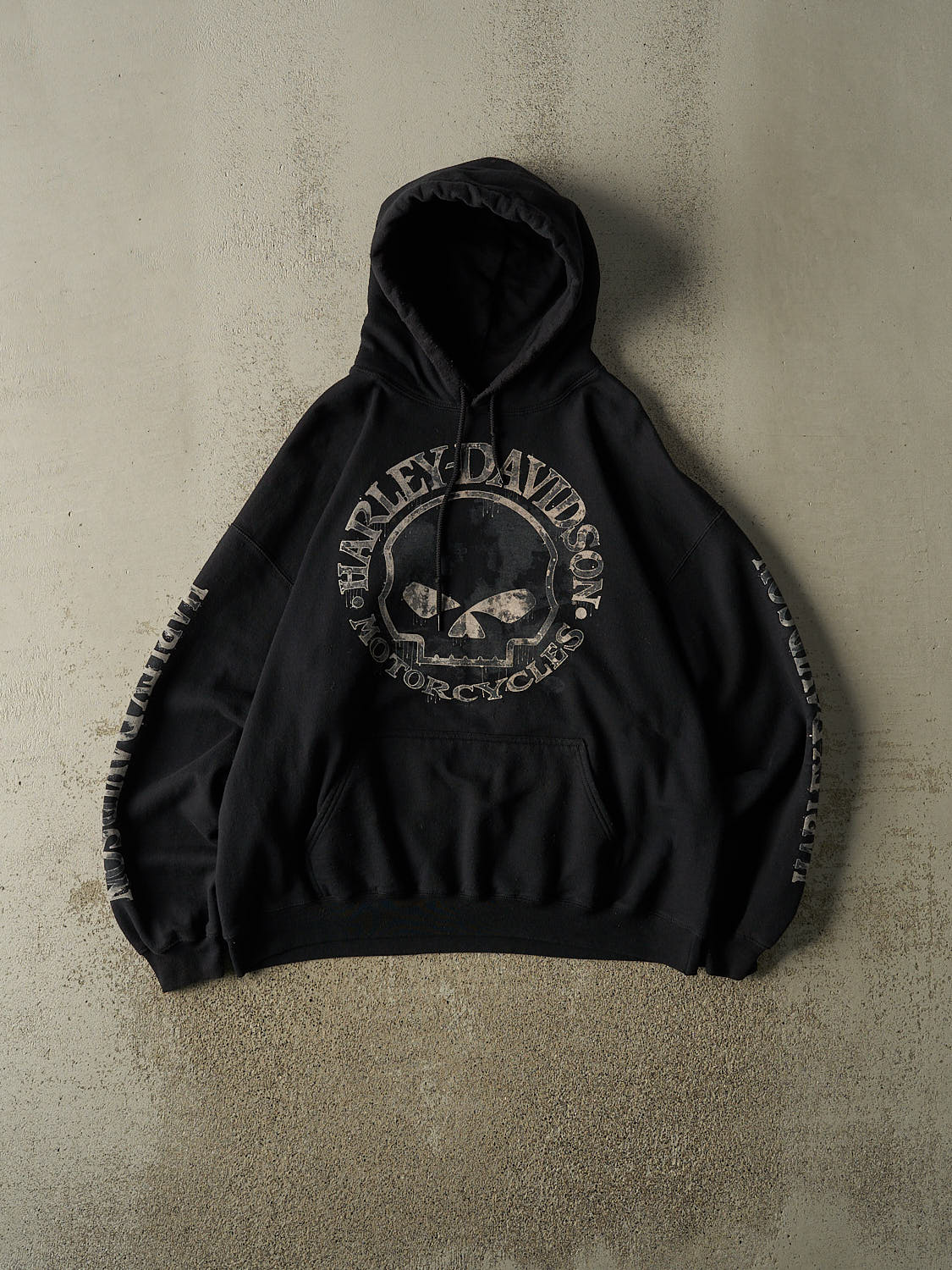Vintage Y2K Black Harley Davidson Military Hoodie (XL)