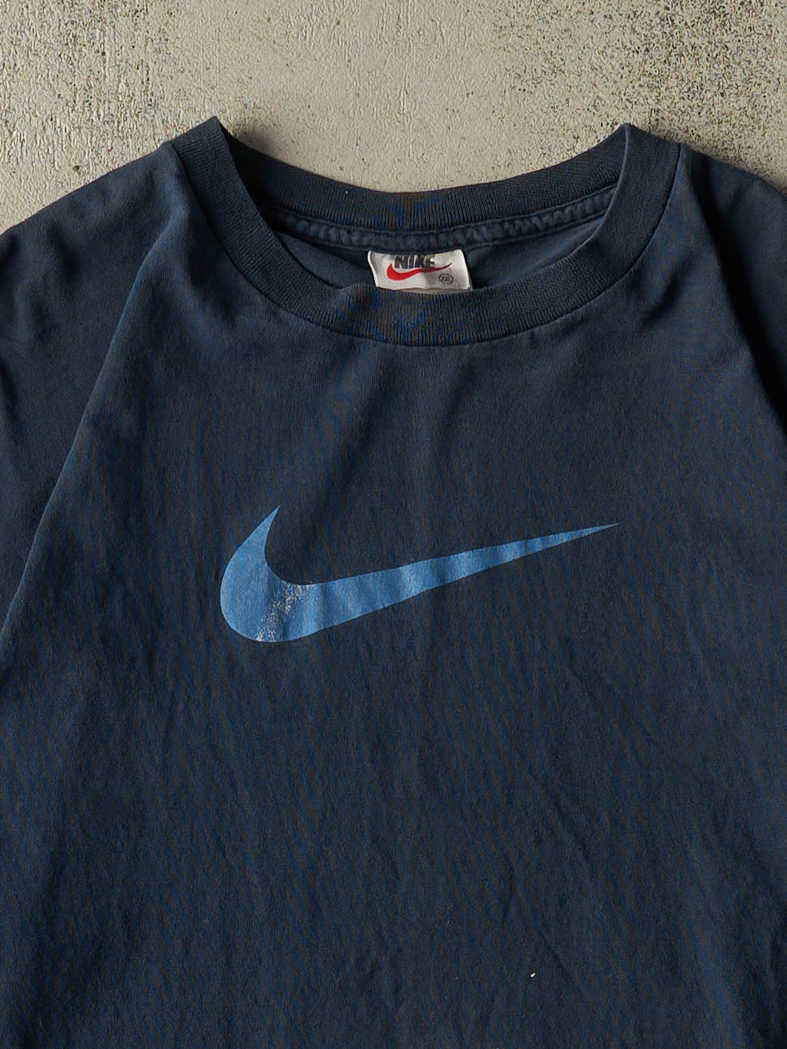 Vintage 90s Navy Blue Nike Swoosh Logo Tee (XL/XXL)