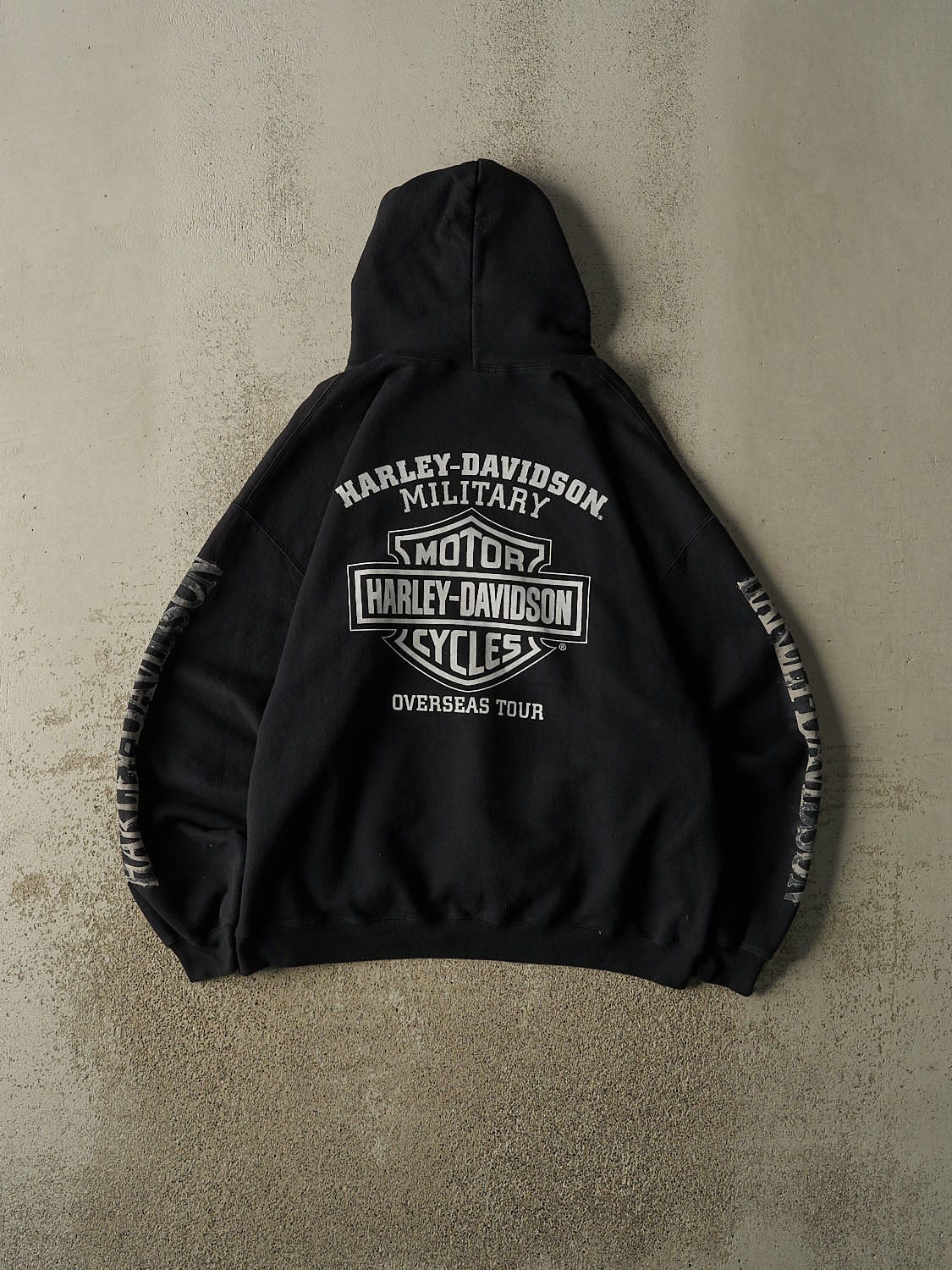 Vintage Y2K Black Harley Davidson Military Hoodie (XL)