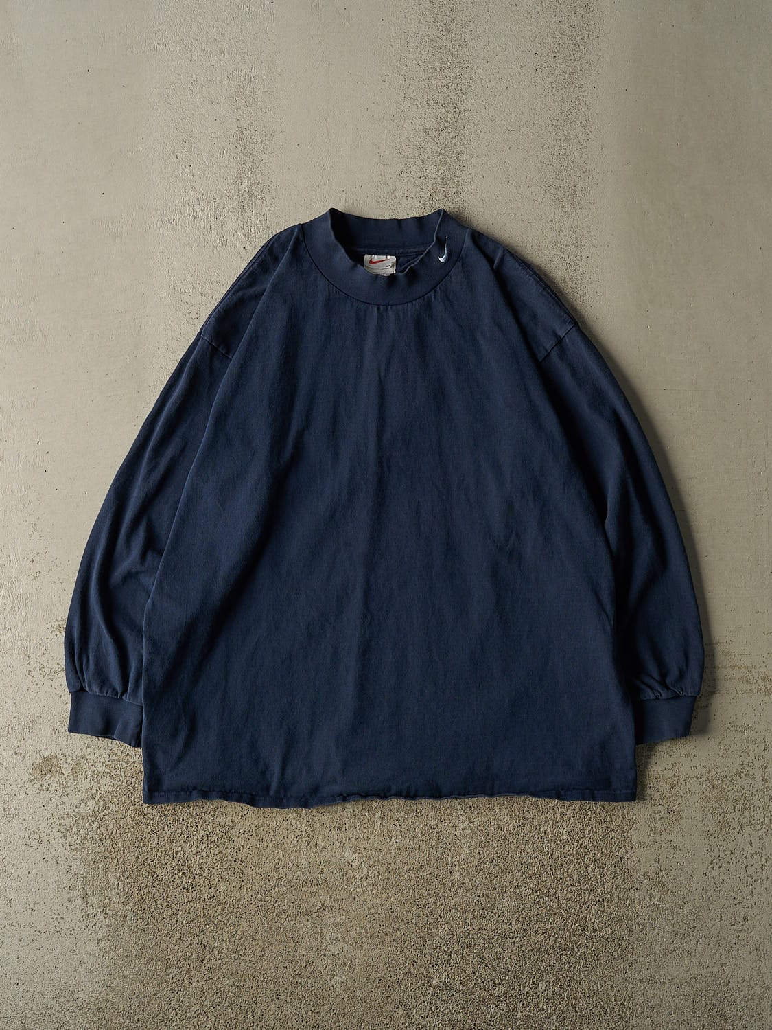 Vintage 90s Navy Blue Nike Blank Mock Neck Long Sleeve (XXL)