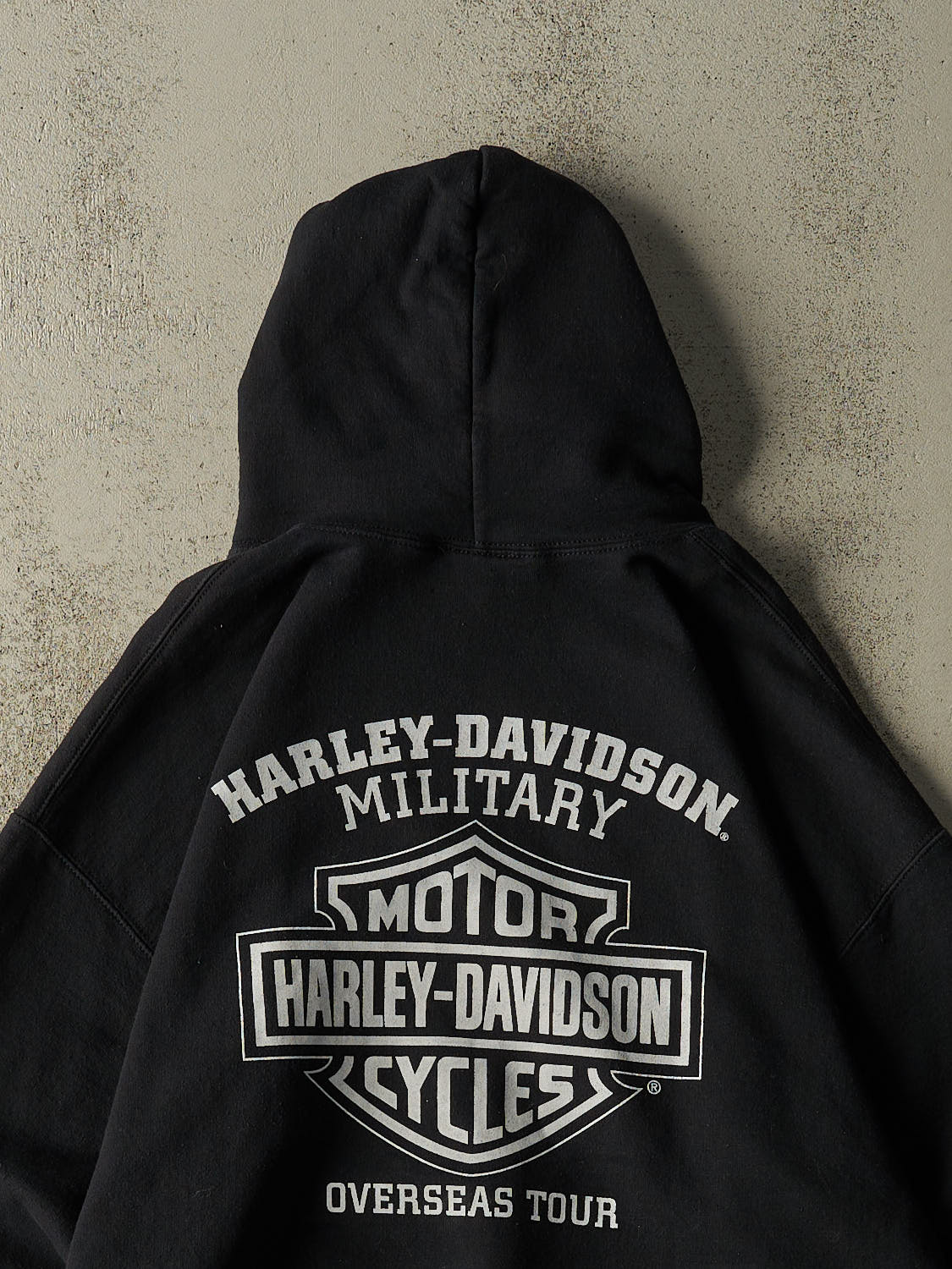 Vintage Y2K Black Harley Davidson Military Hoodie (XL)