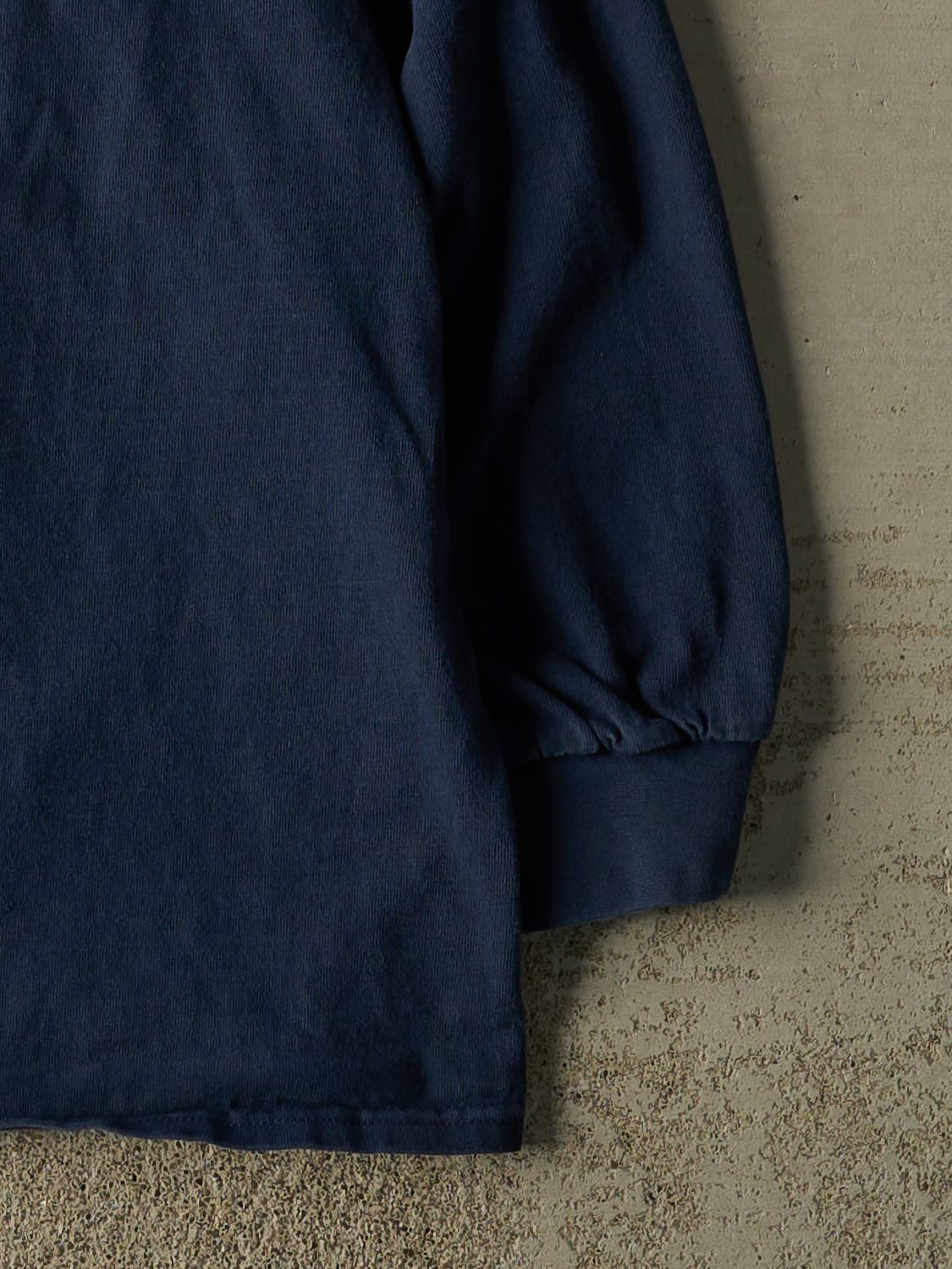 Vintage 90s Navy Blue Nike Blank Mock Neck Long Sleeve (XXL)