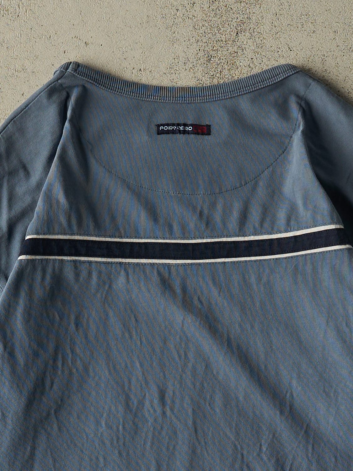 Vintage 90s Slate Blue Point Zero Striped Tee (L/XL)