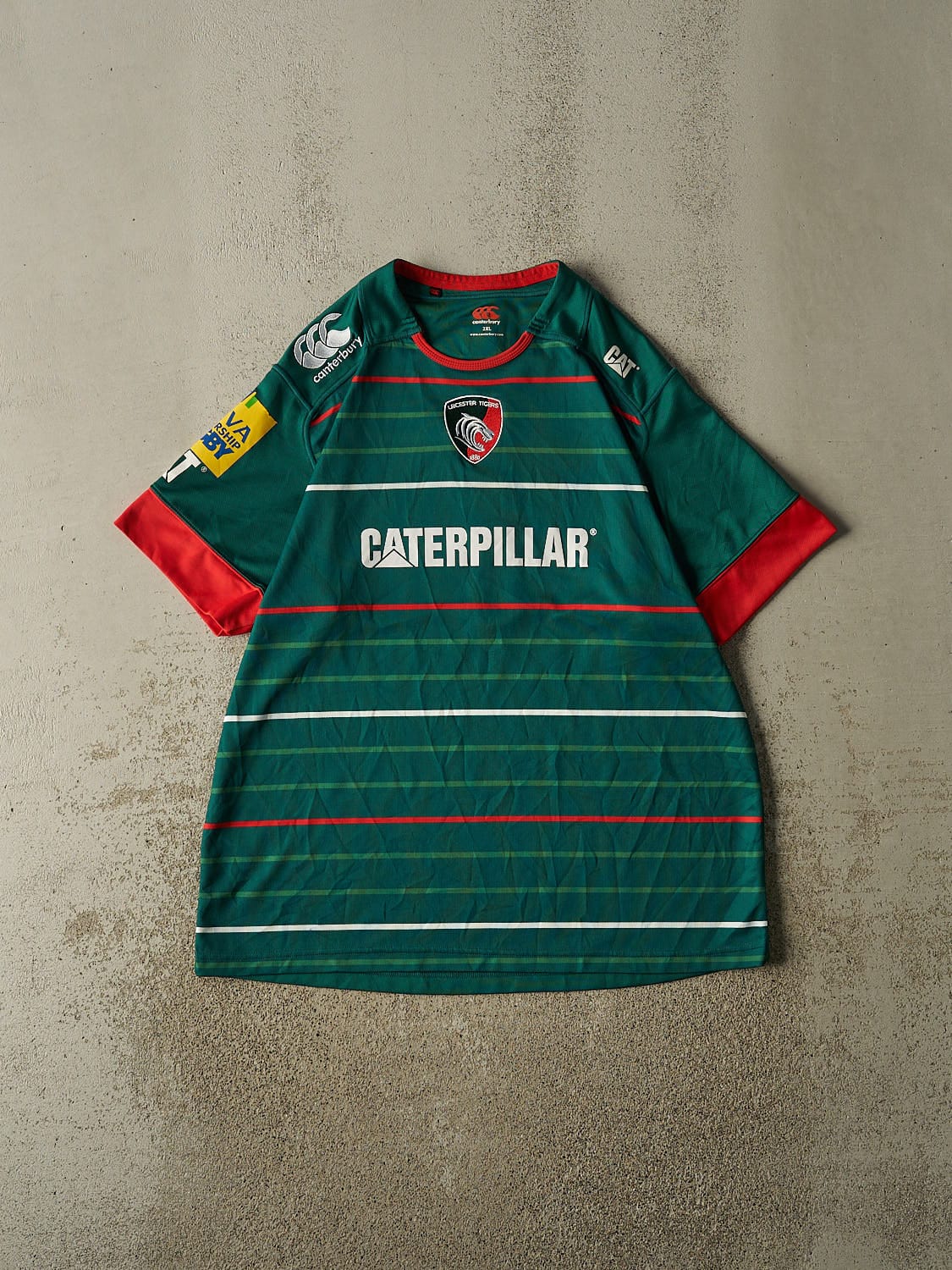 Vintage Y2K Green Leicester Tigers Rugby Jersey (XL/XXL)