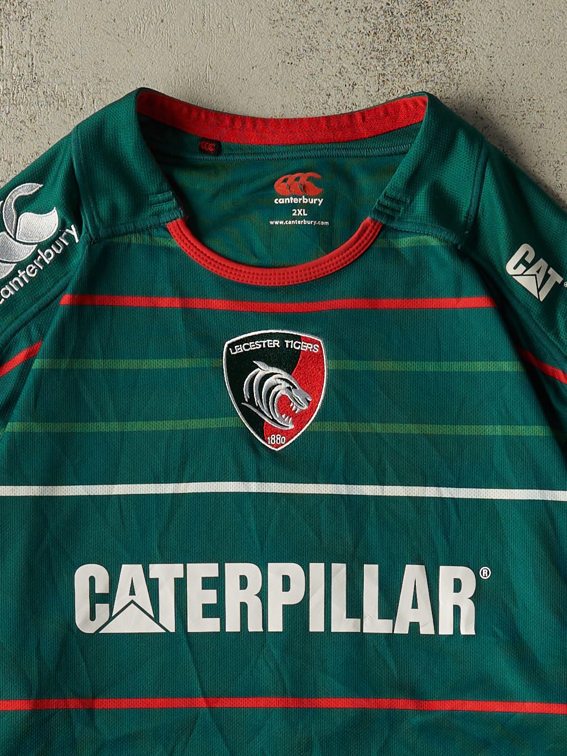 Vintage Y2K Green Leicester Tigers Rugby Jersey (XL/XXL)