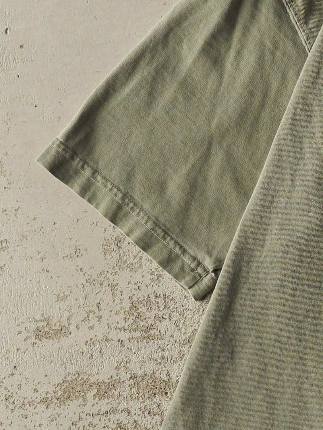 Vintage 90s Washed Green Wind River Embroidered Quarter Button Tee (L/XL)
