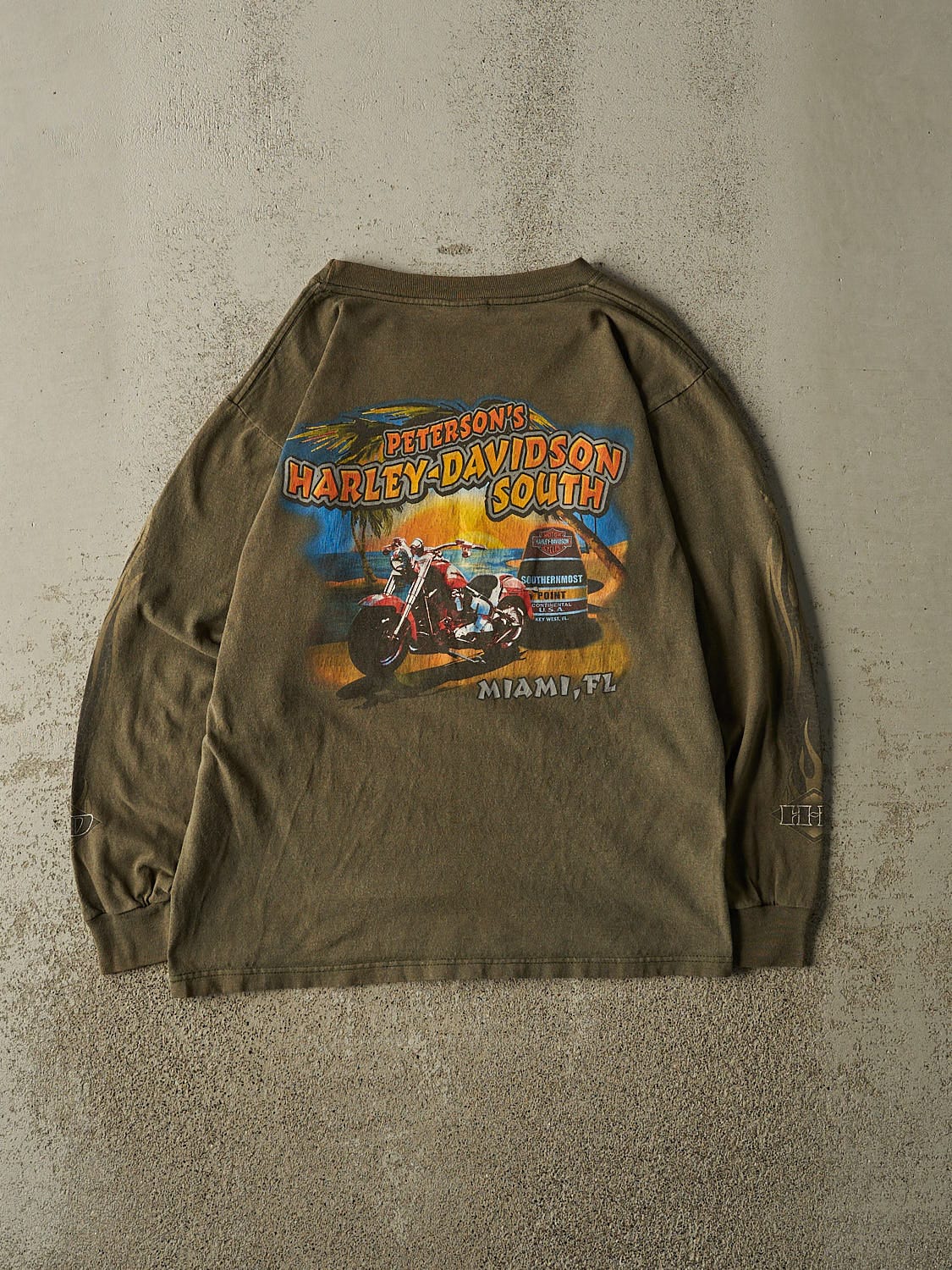 Vintage 07' Green Harley Davidson Miami FL Long Sleeve (M)