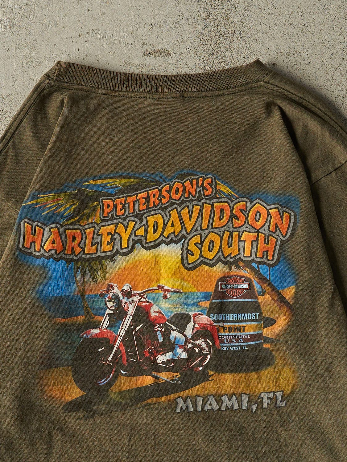 Vintage 07' Green Harley Davidson Miami FL Long Sleeve (M)