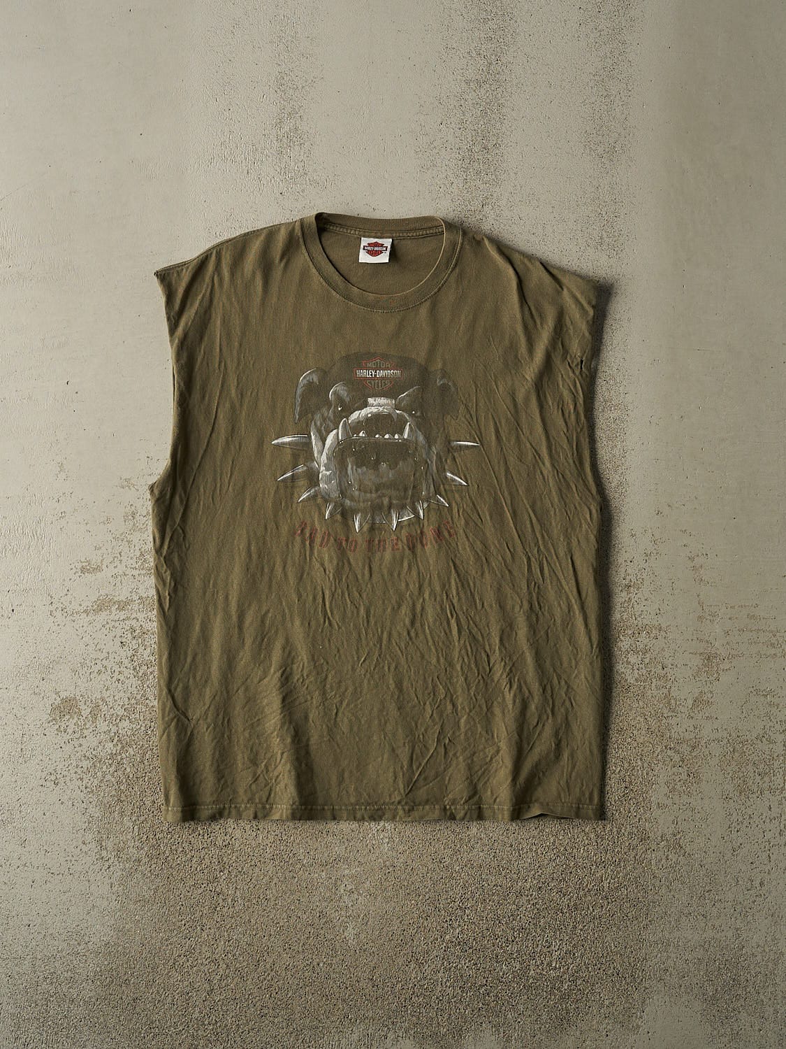 Vintage Y2K Green Harley Davidson Las Vegas Cut Off Tank (XL/XXL)