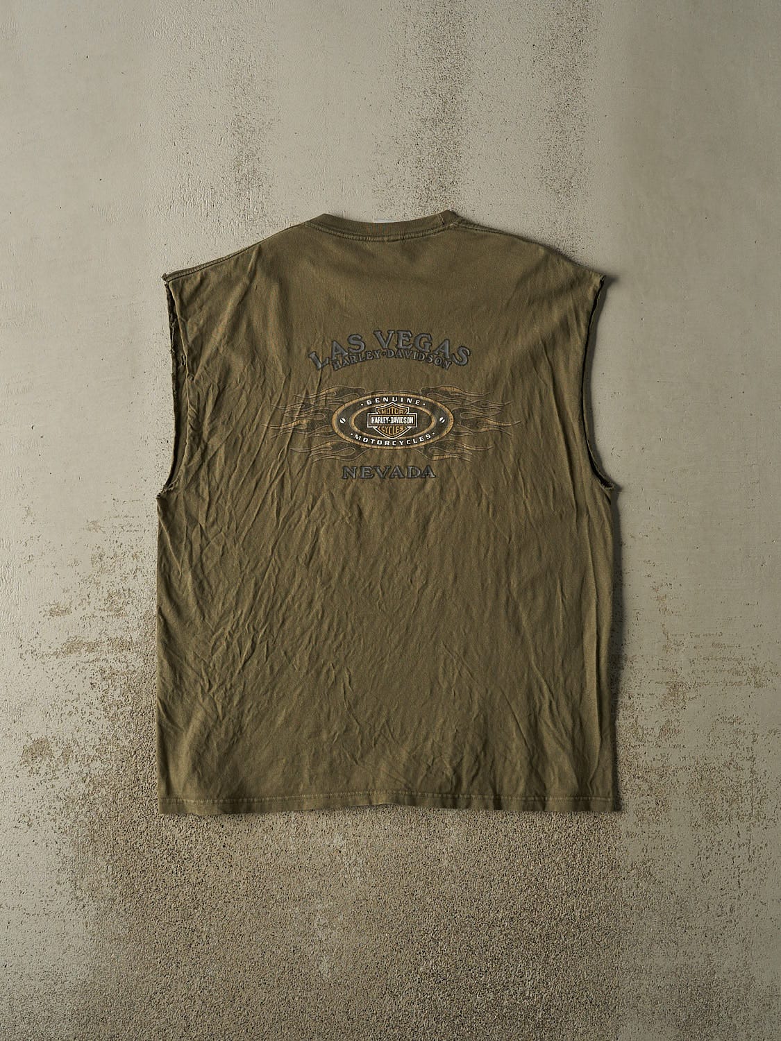Vintage Y2K Green Harley Davidson Las Vegas Cut Off Tank (XL/XXL)