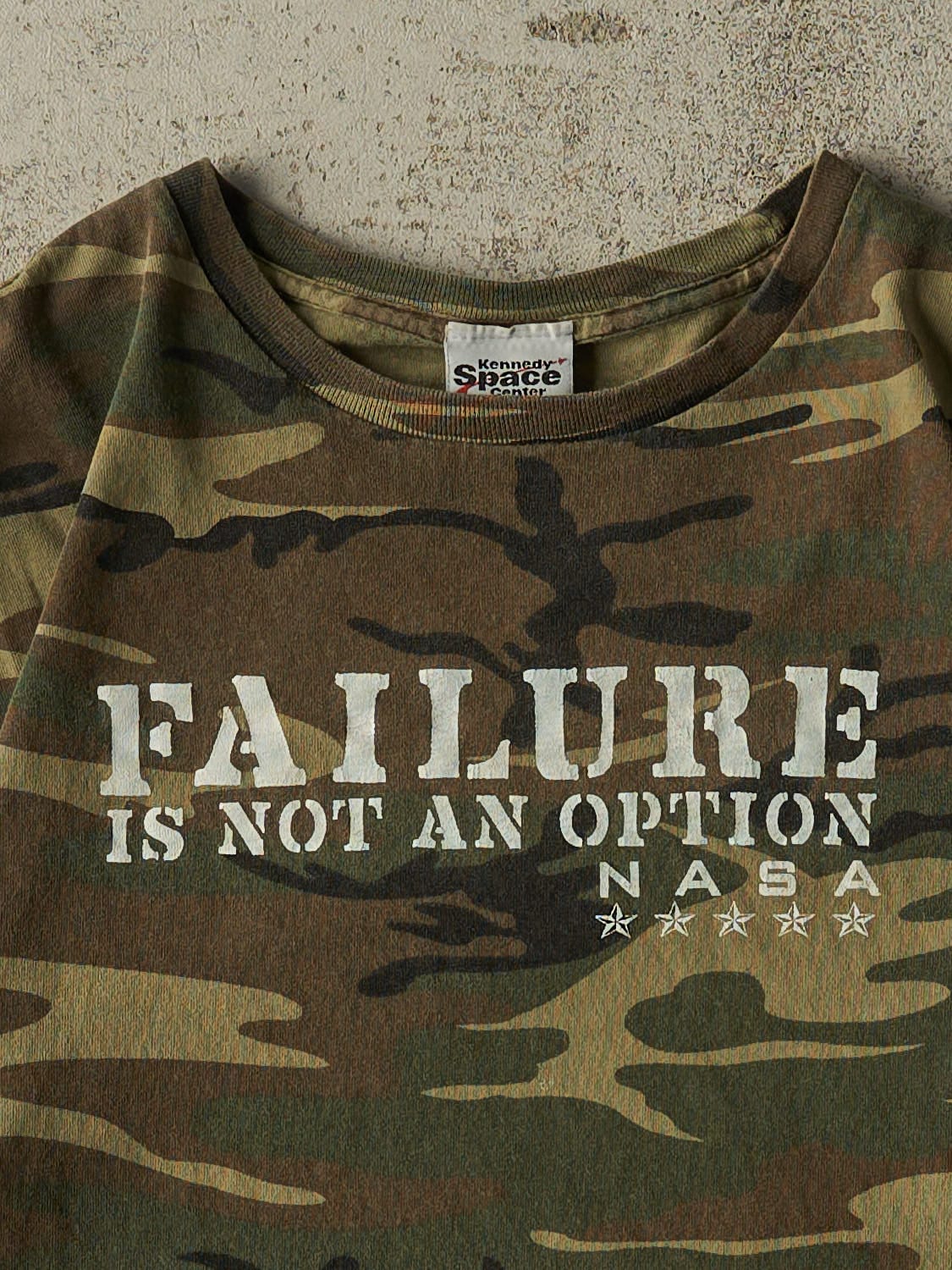 Vintage Y2K Camo Kennedy Space Centre "Failure is not an Option" Tee (M/L)