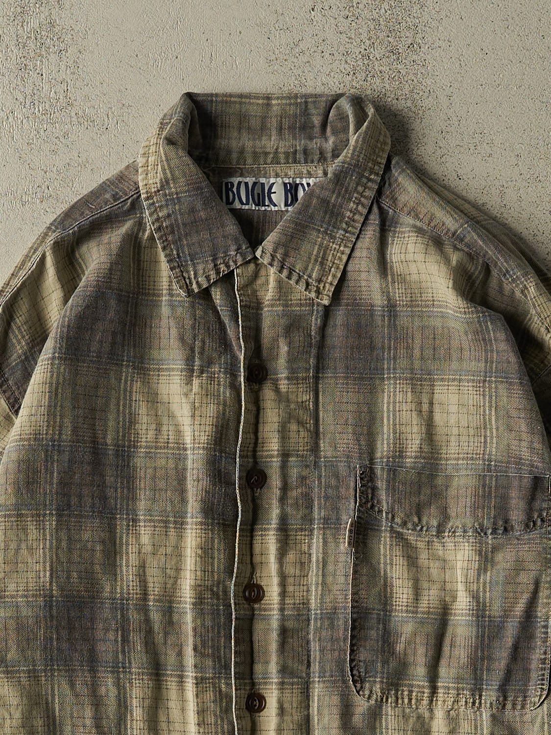 Vintage 90s Green Bugle Boy Flannel Button Up Long Sleeve (L/XL)