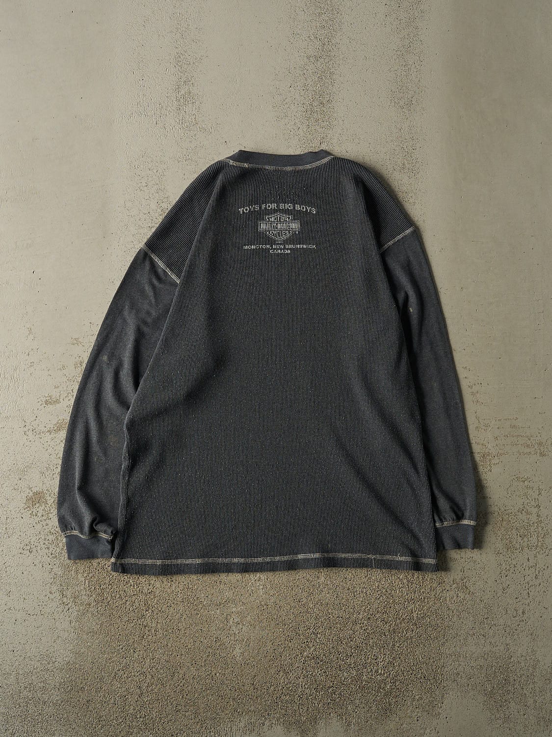 Vintage Y2K Charcoal Grey Harley Davidson Moncton NB Thermal Long Sleeve (XL/XXL)