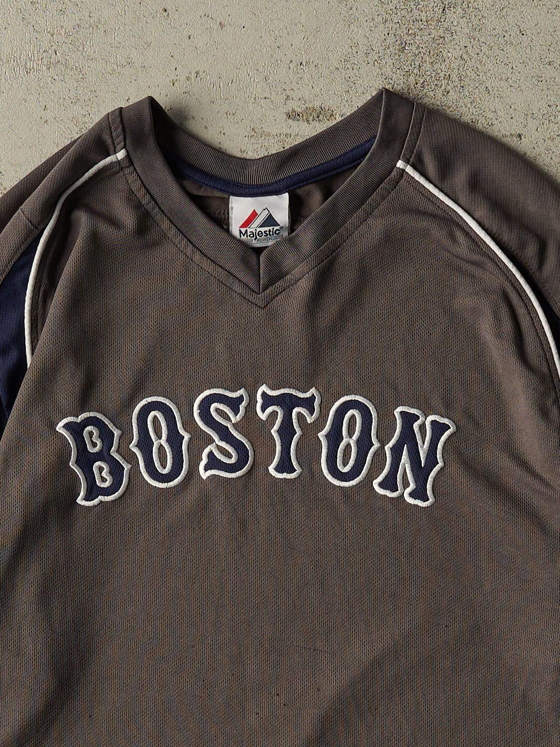 Vintage Y2K Charcoal Grey Boston Red Sox Jersey (XL)