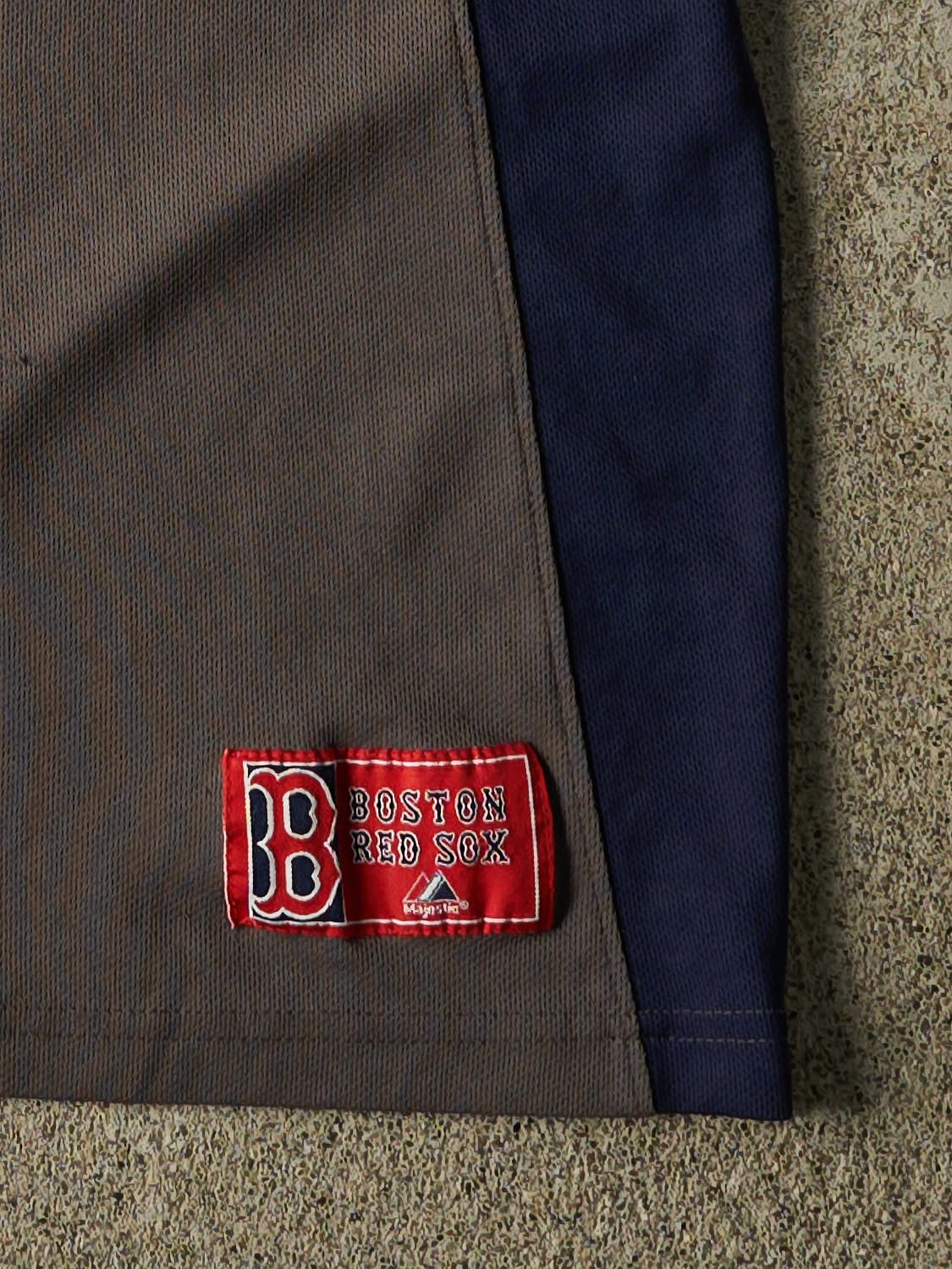 Vintage Y2K Charcoal Grey Boston Red Sox Jersey (XL)