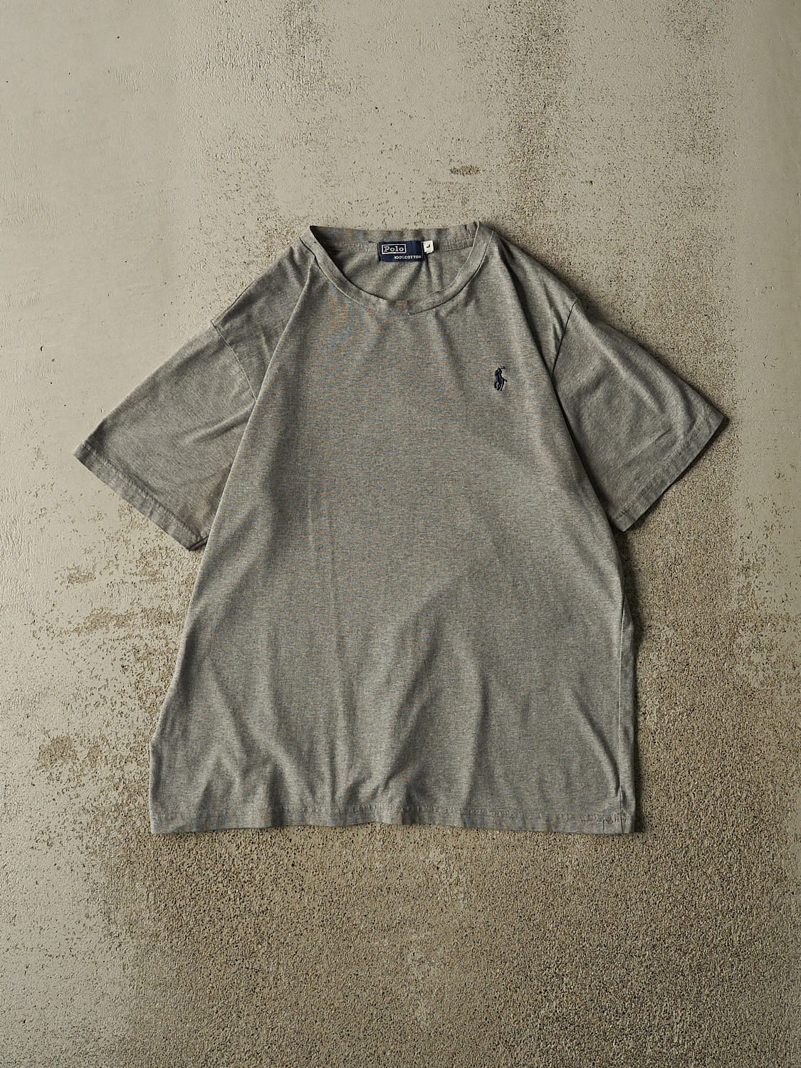Vintage 90s Grey Polo Embroidered Tee (S/M)