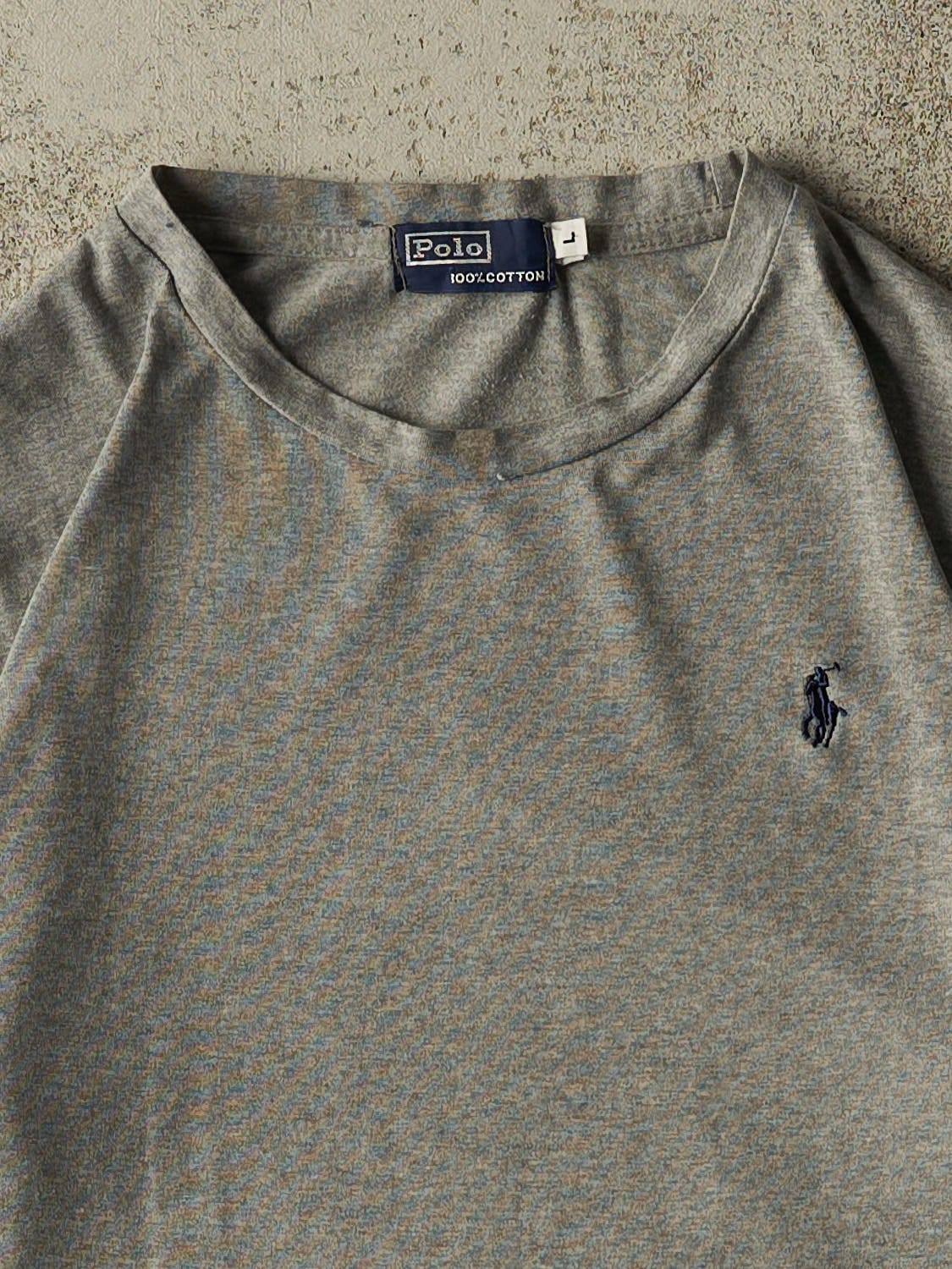 Vintage 90s Grey Polo Embroidered Tee (S/M)