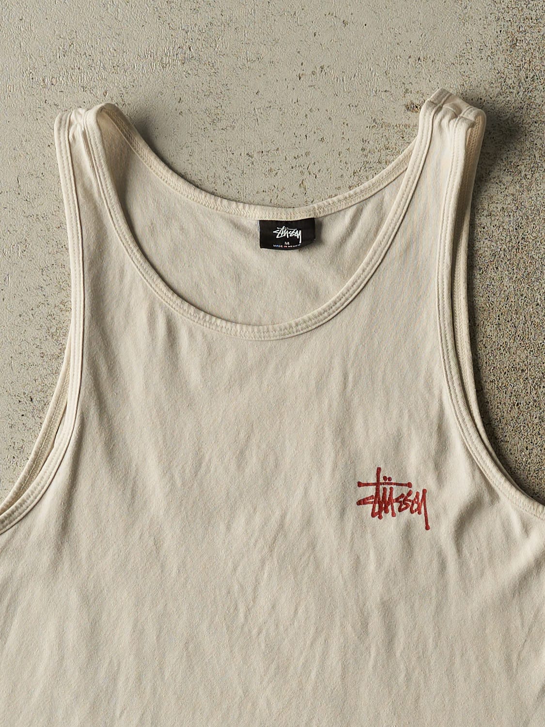Vintage Y2K Beige Stussy Tank (S/M)