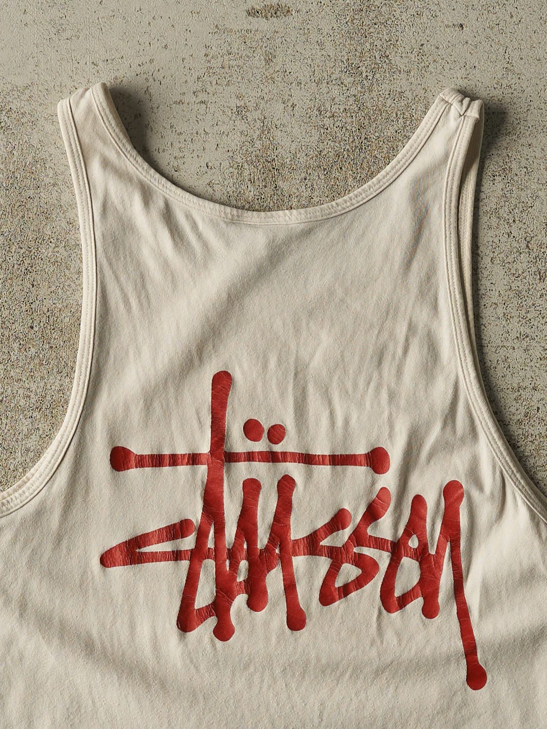 Vintage Y2K Beige Stussy Tank (S/M)