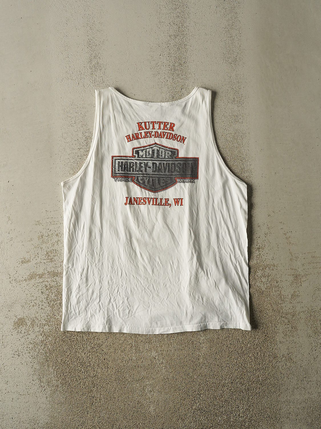 Vintage 11' White Harley Davidson Janesville WI Tank (L/XL)