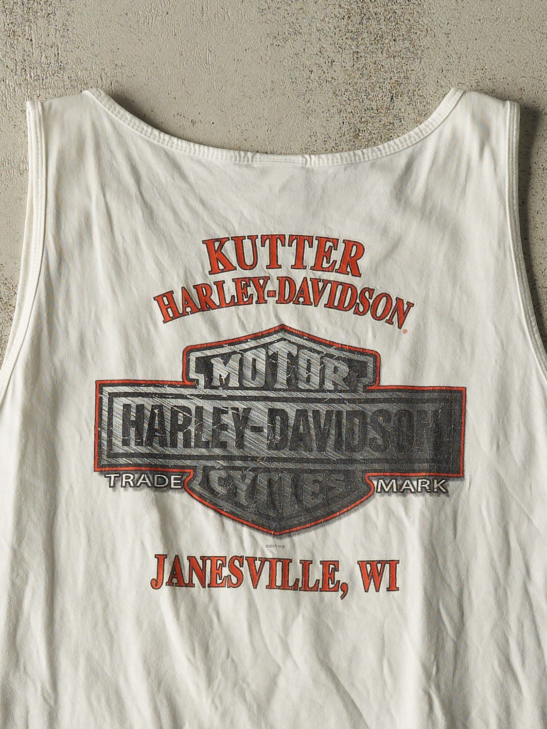 Vintage 11' White Harley Davidson Janesville WI Tank (L/XL)