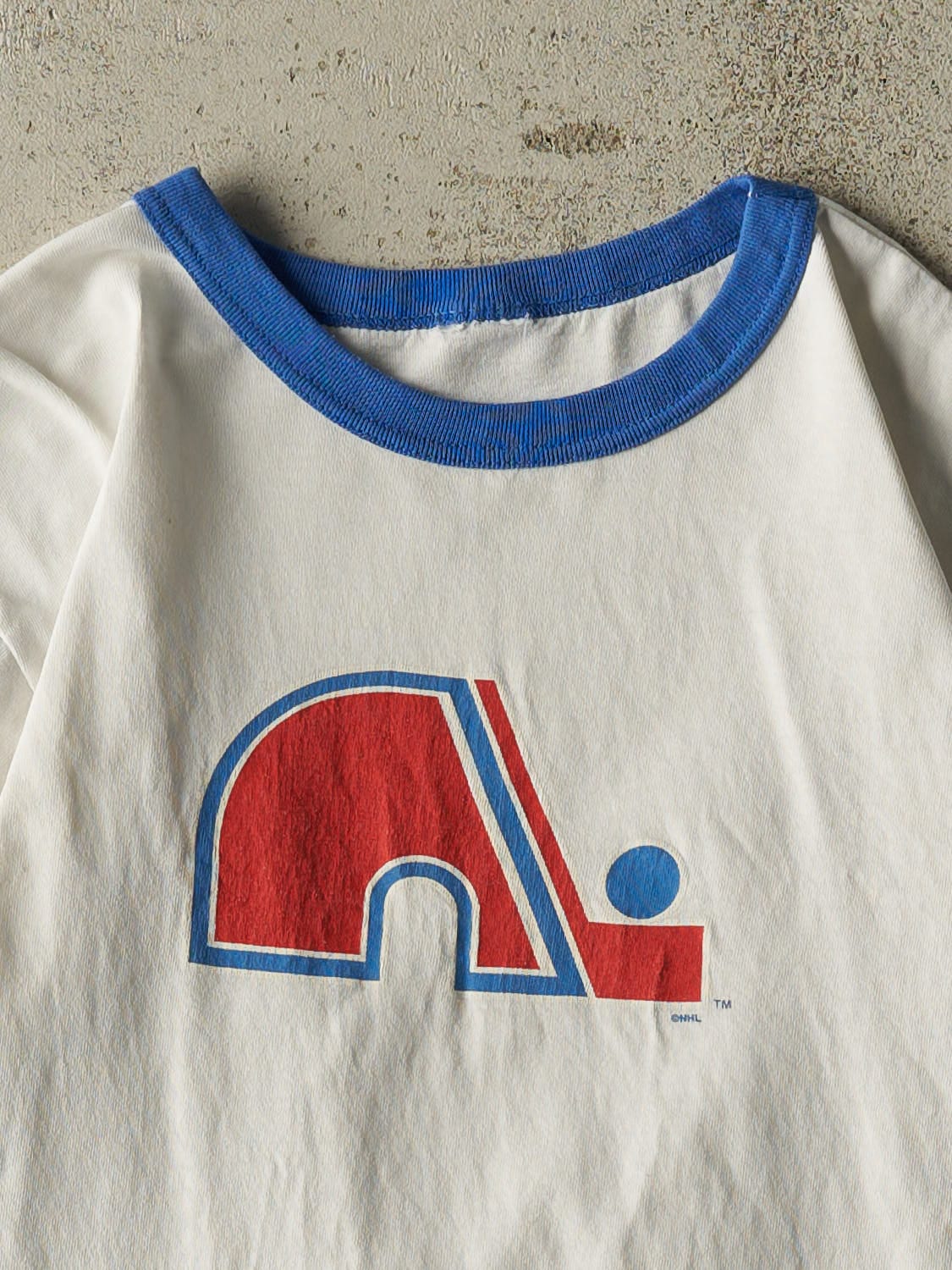 Vintage Y2K White Quebec Nordiques Ringer Tee (S/M)