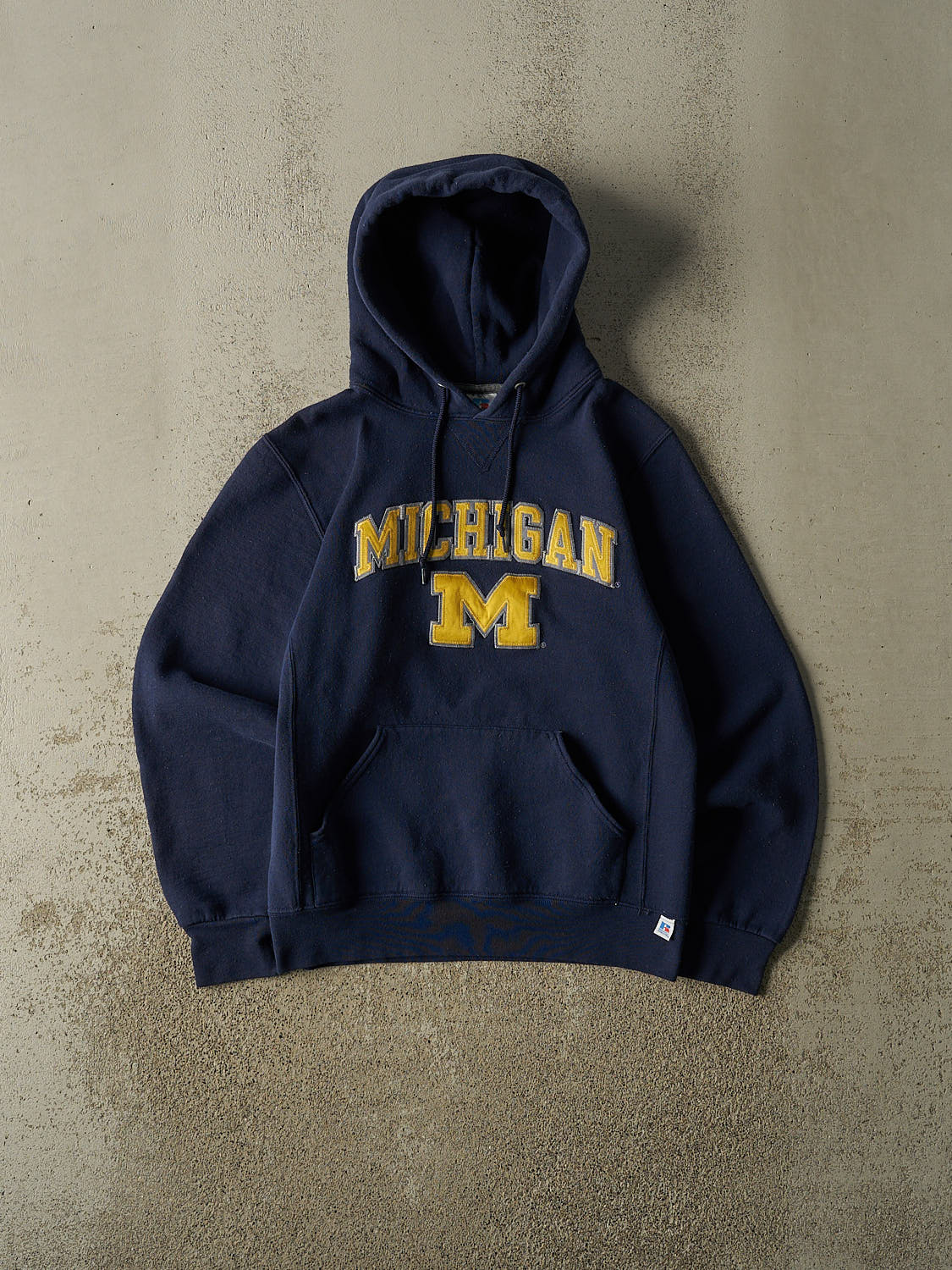 Vintage Y2K Navy Blue Russell Athletic University of Michigan Hoodie (XS/S)