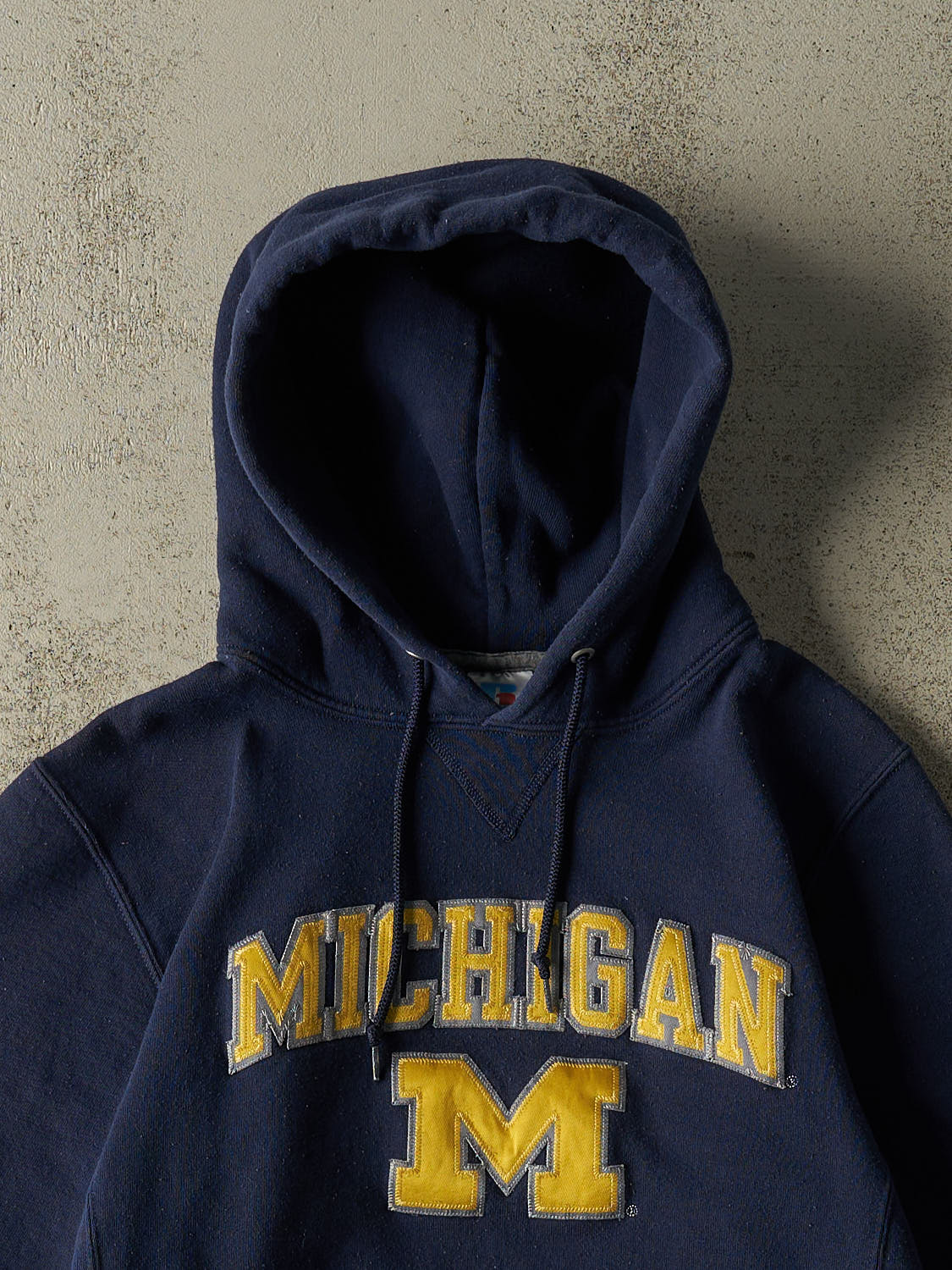 Vintage Y2K Navy Blue Russell Athletic University of Michigan Hoodie (XS/S)