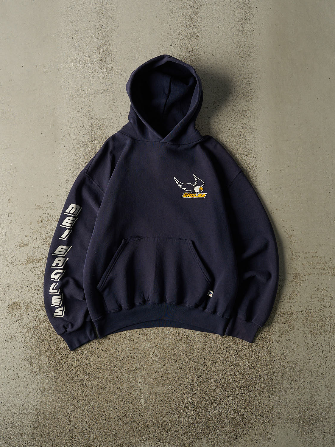 Vintage Y2K Navy Blue Russell Athletic MEI Eagles Hoodie (XS)