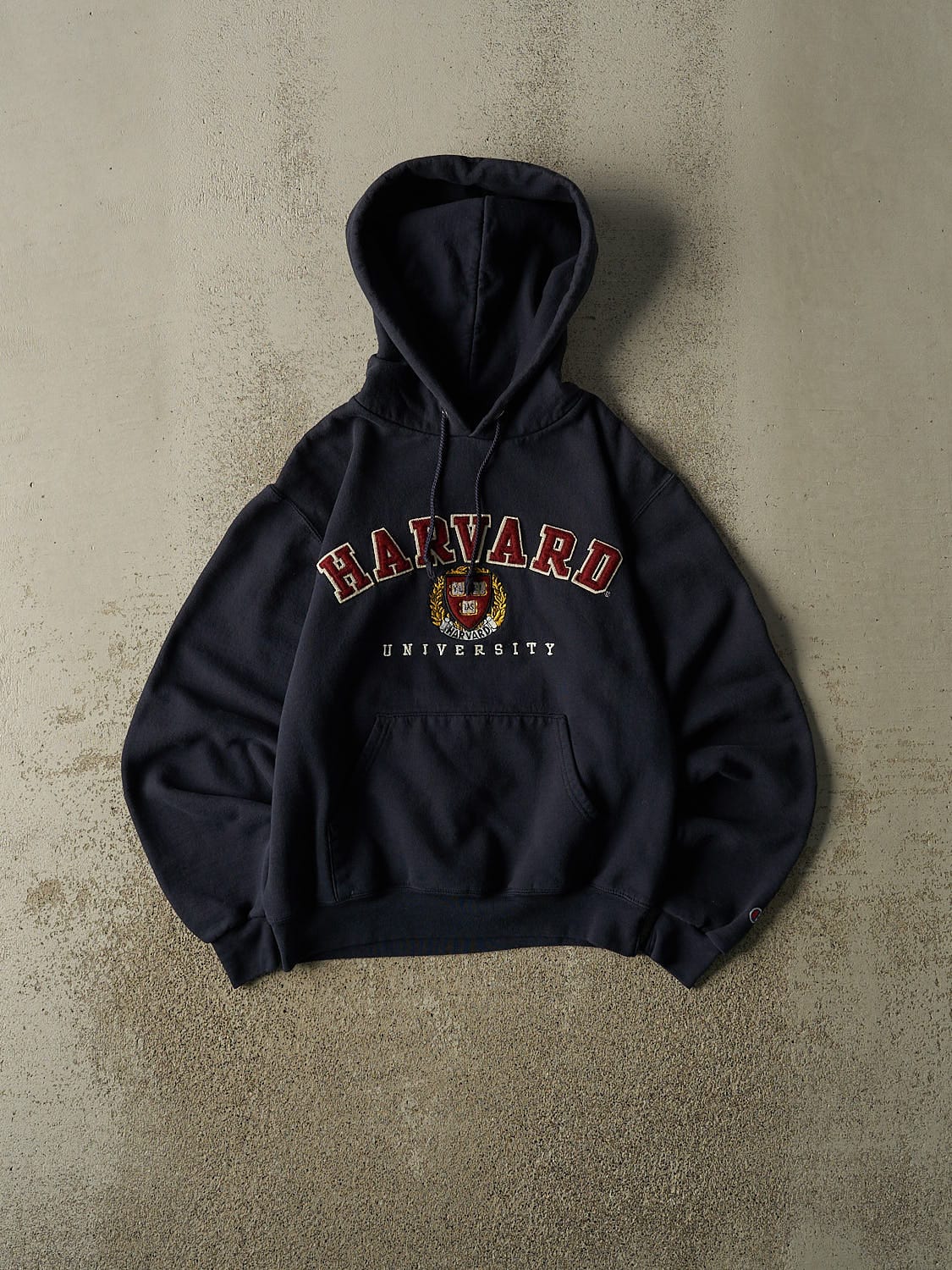 Vintage 90s Navy Blue Harvard University Champion Embroidered Hoodie (XXS/XS)