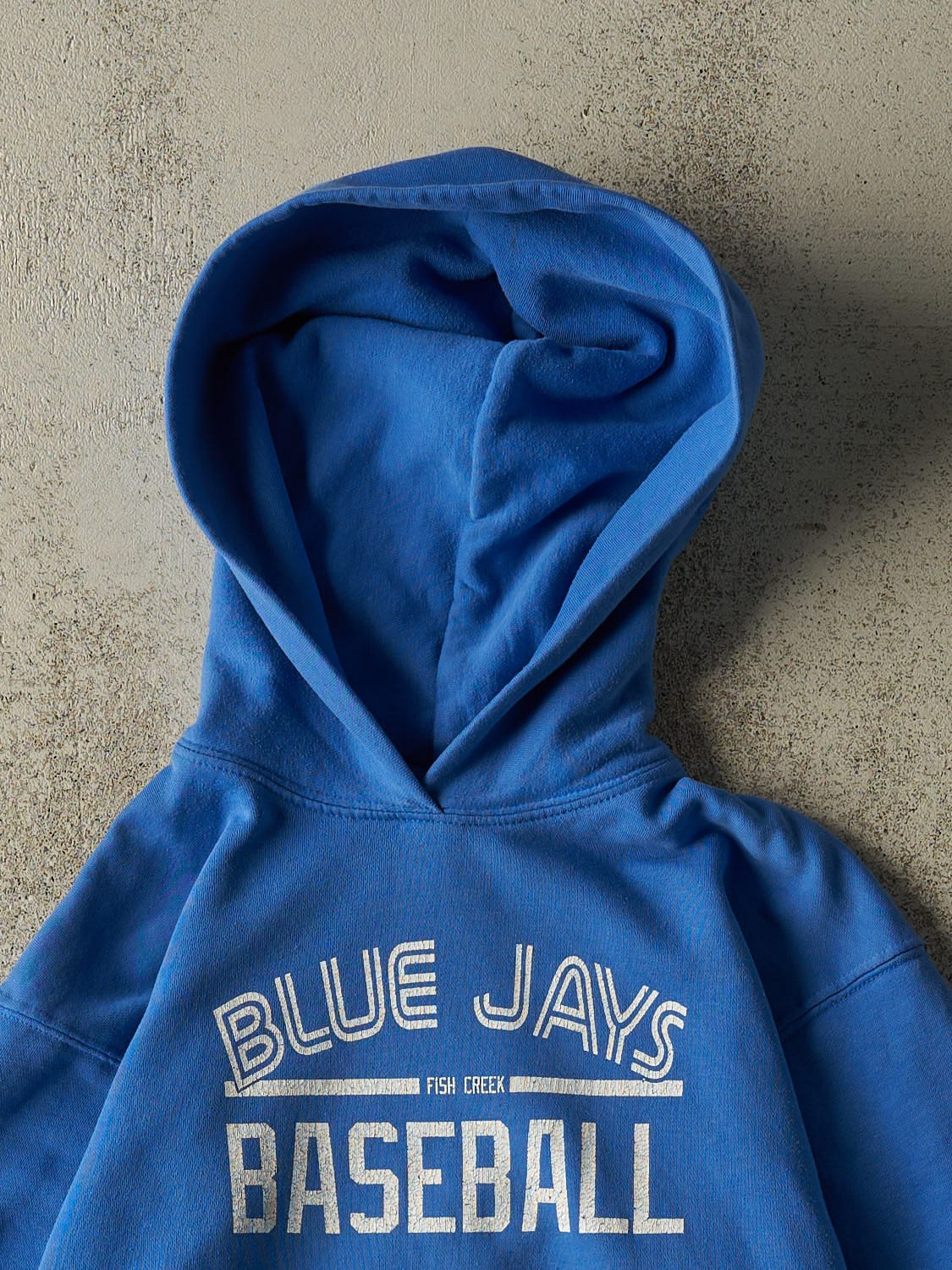 Vintage Y2K Blue Fish Creek Blue Jays Baseball Hoodie (XXS)