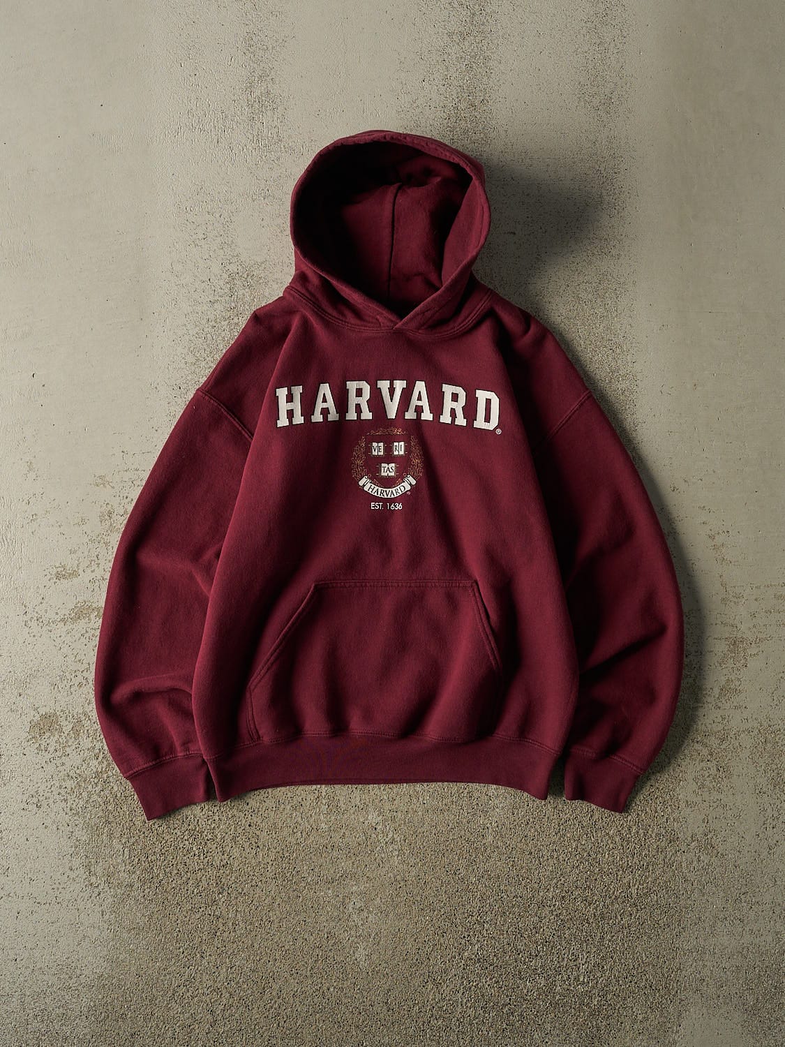 Vintage Y2K Burgundy Harvard University Hoodie (S/M)