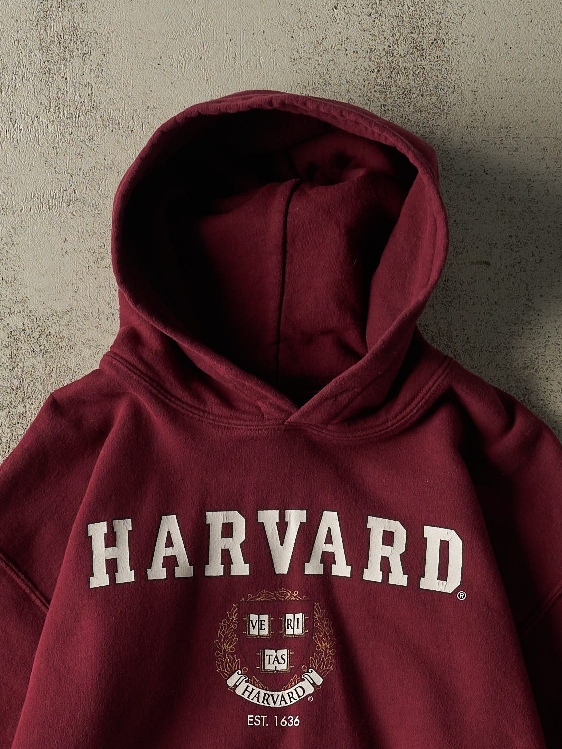 Vintage Y2K Burgundy Harvard University Hoodie (S/M)