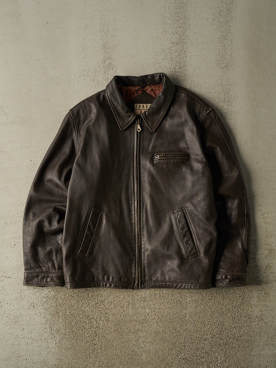 Vintage 90s Brown Trader Bay Leather Jacket (XL/XXL)