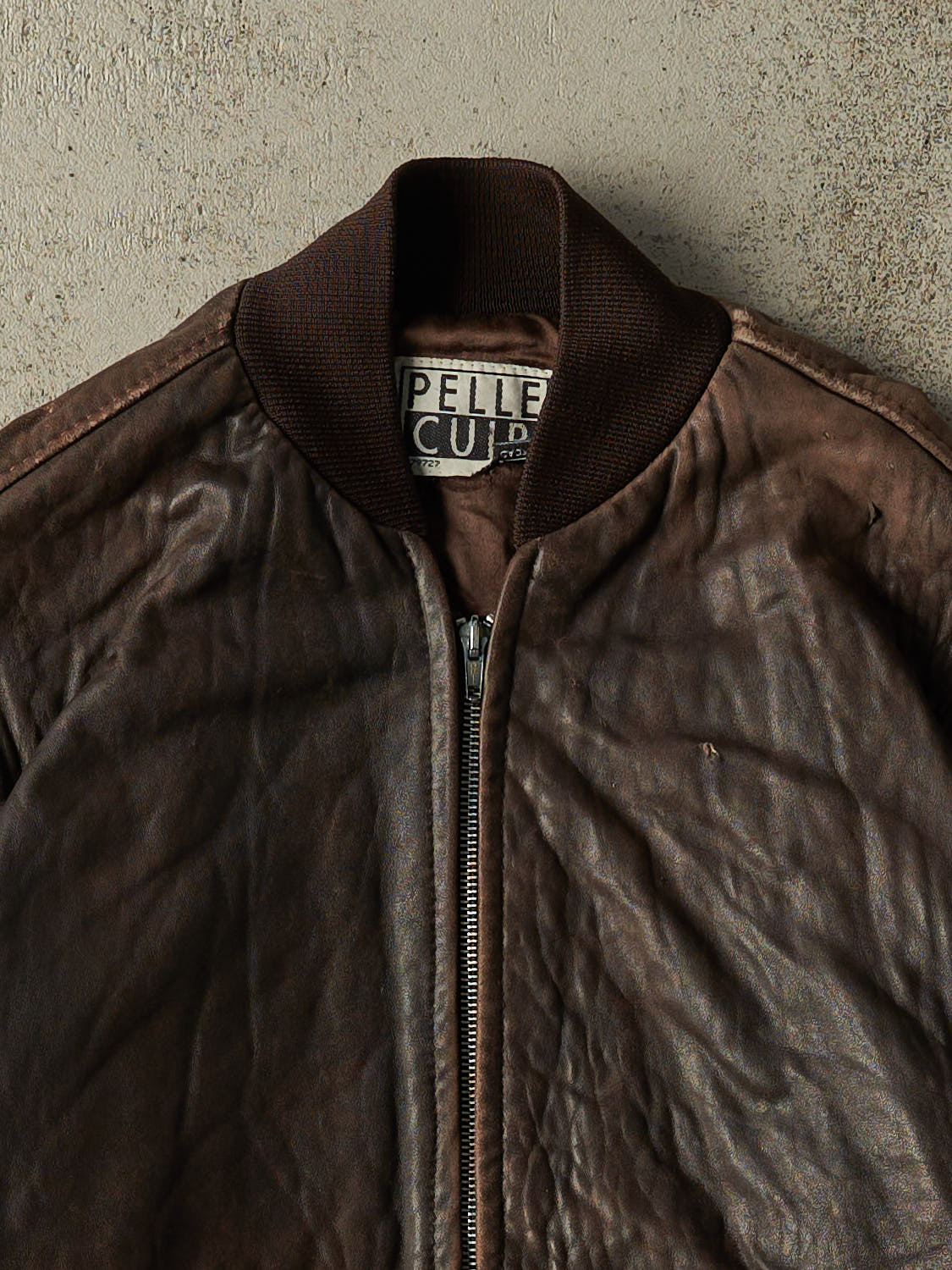 Vintage 80s Brown Pelle Cuir Lightweight Bomber Leather Jacket (S)