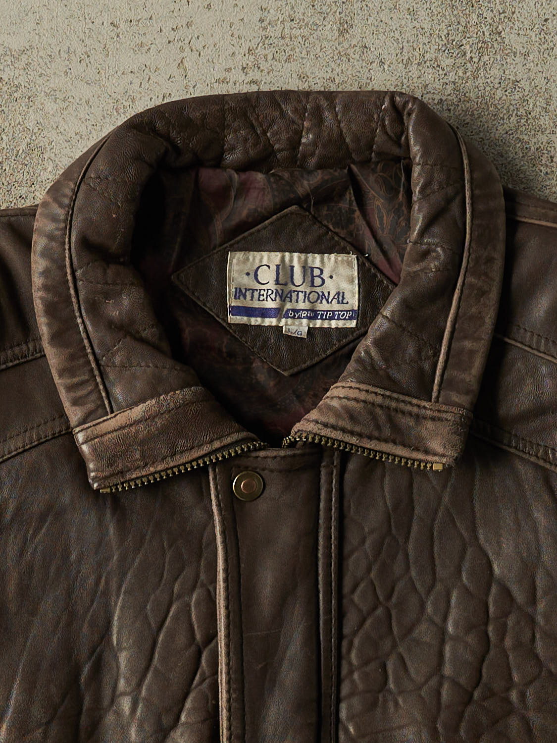 Vintage 80s Brown Tip Top Club International Bomber Leather Jacket (L/XL)