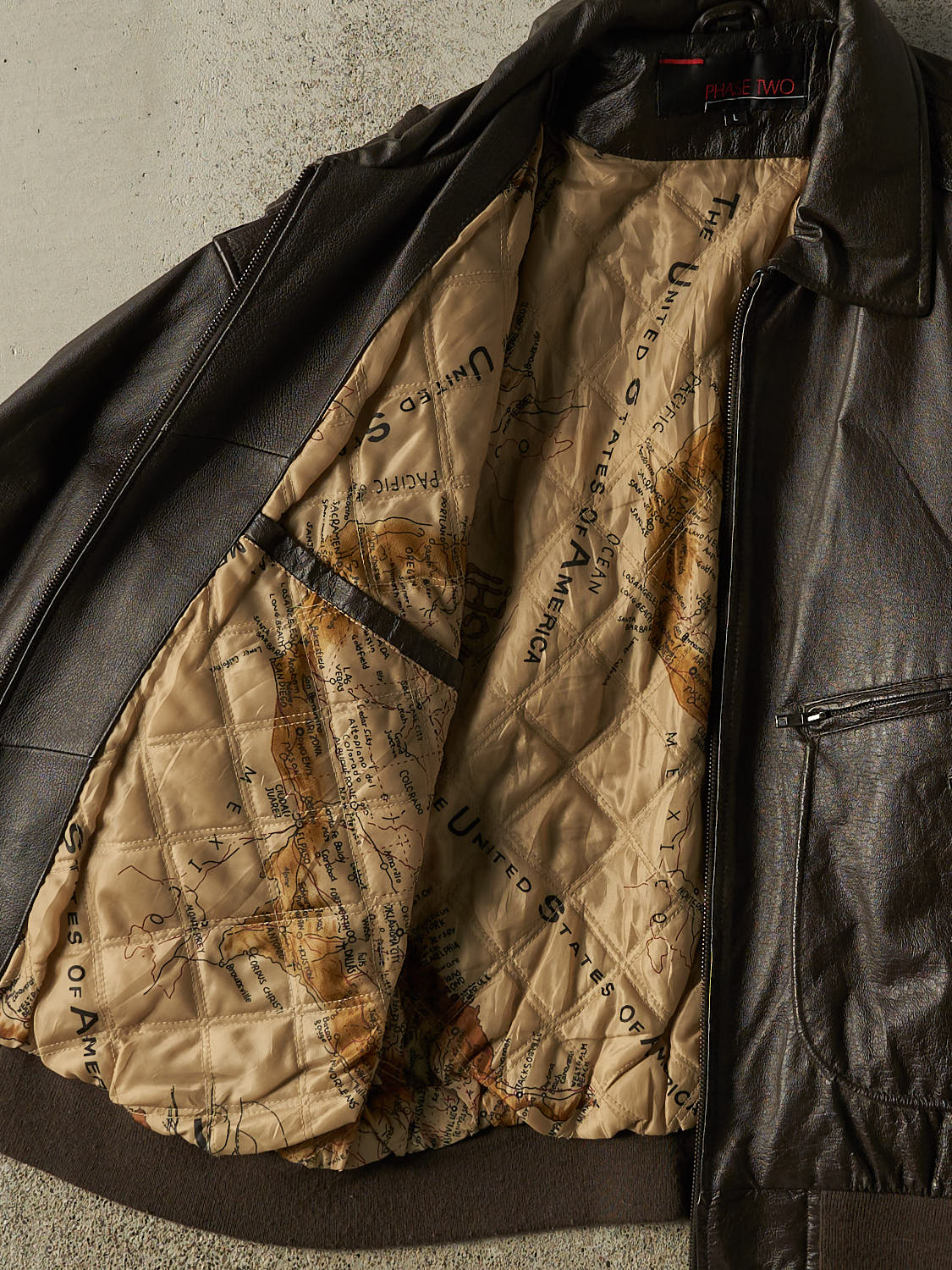 Vintage 90s Brown Phase Two Aviator Leather Jacket (L)