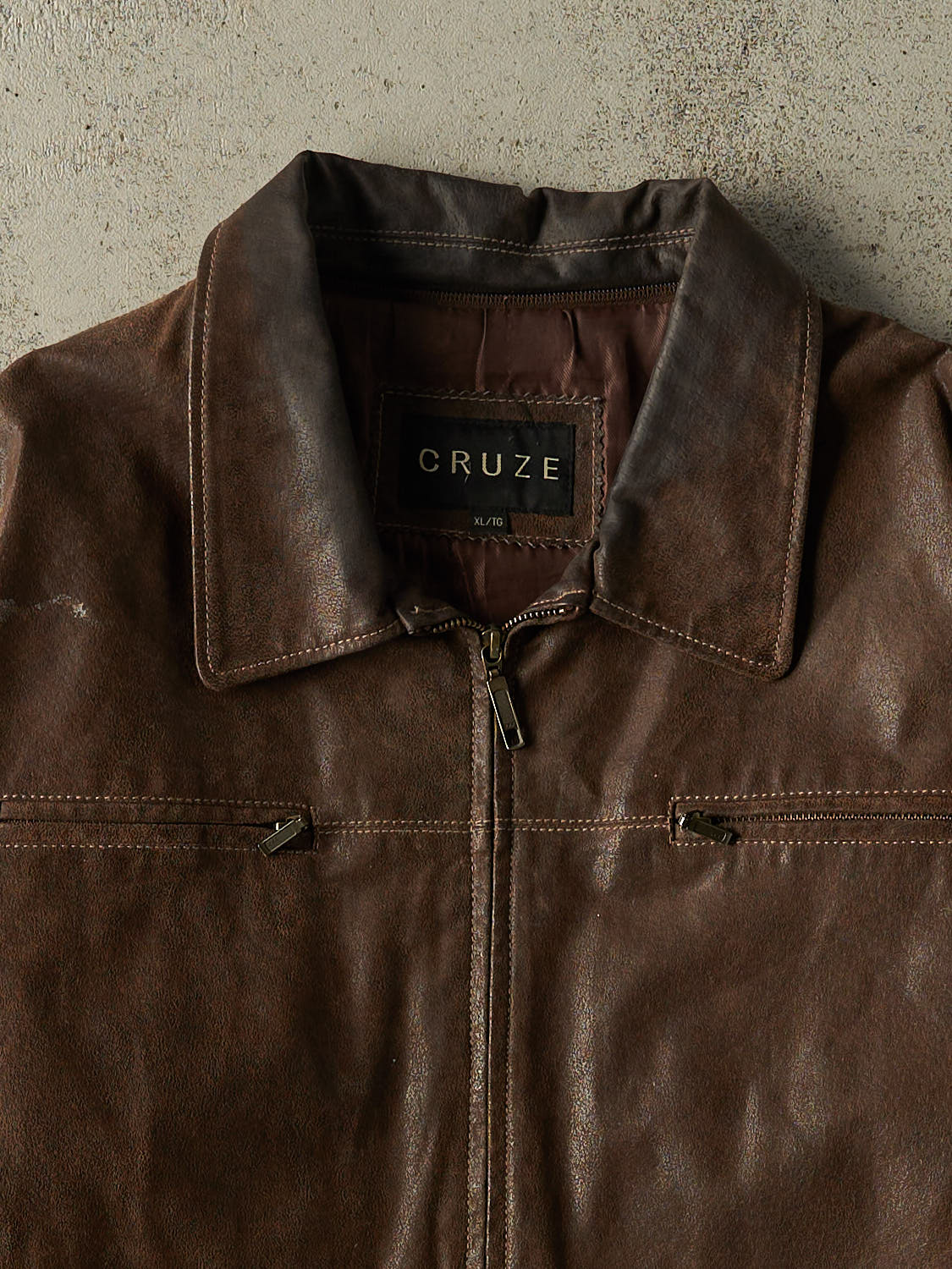 Vintage 90s Brown Cruze Suede Leather Jacket (XL)