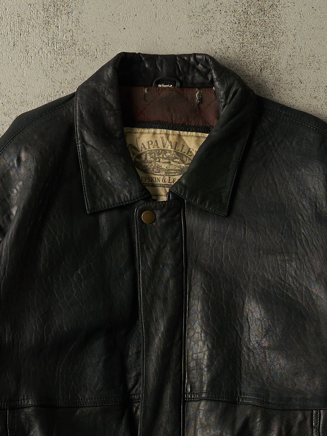 Vintage 80s Black Sheep Skin Leather Jacket (M/L)