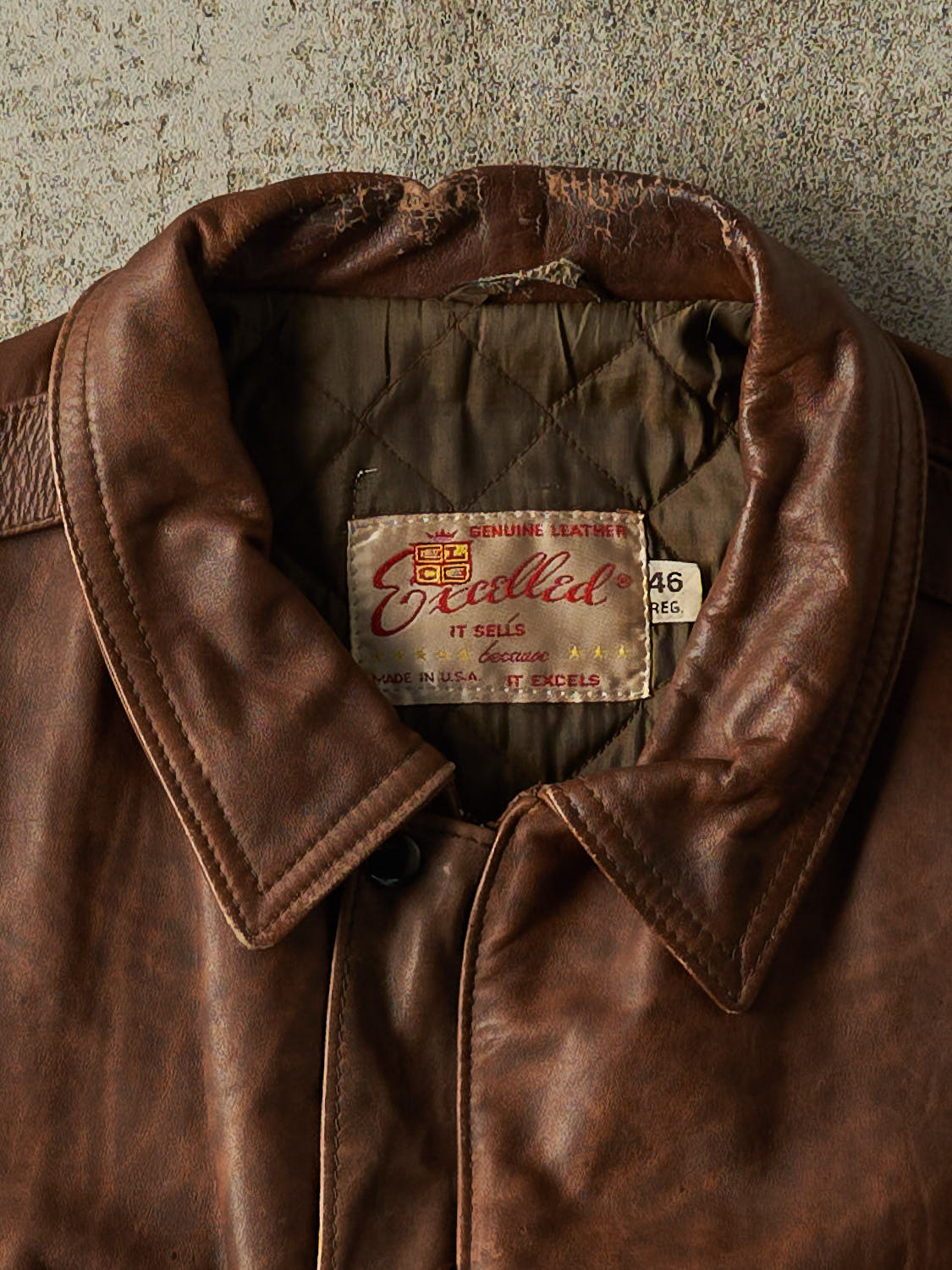 Vintage 80s Brown Excelled Aviator Leather Jacket (M/L)