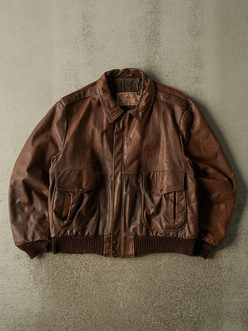 Vintage 80s Brown Excelled Aviator Leather Jacket (M/L)