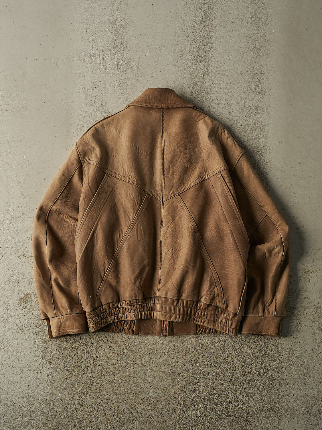 Vintage 80s Beige The Old Mill Leather Bomber Jacket (M/L)