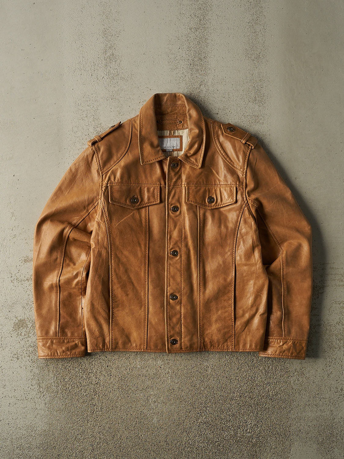 Vintage 90s Beige Wilsons Leather Jacket (M)